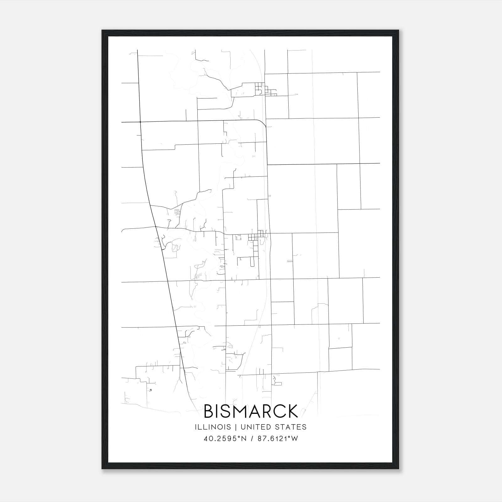 Bismarck Illinois Map Poster, Modern Home Decor Wall Art Print Bismarck Illinois Map Poster, Modern Home Decor Wall Art Print