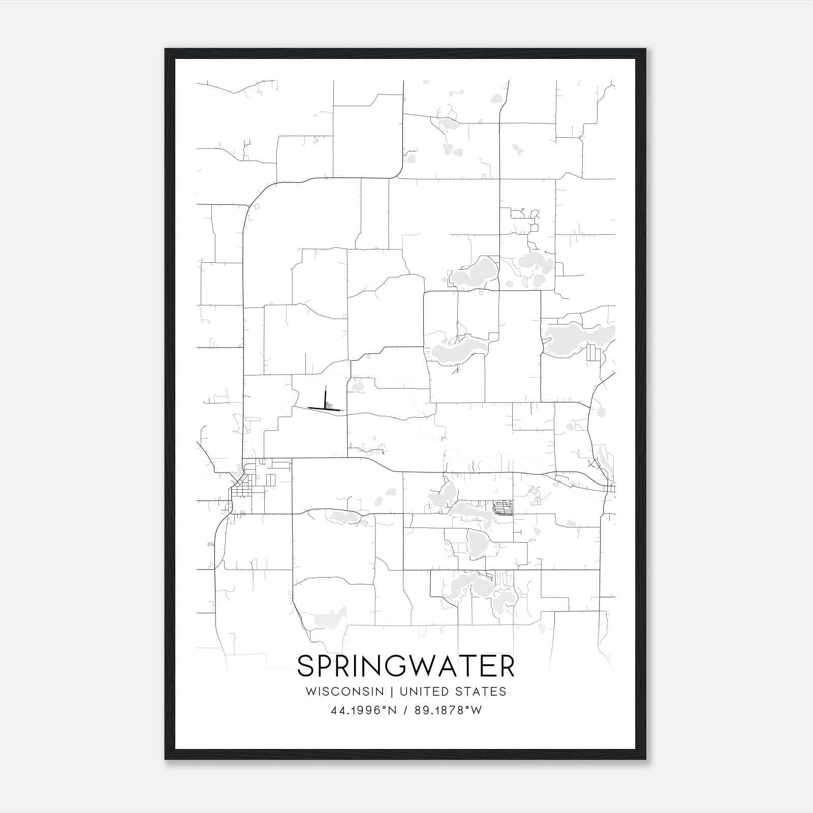Springwater Wisconsin Map Poster, Modern Home Decor Wall Art Print Springwater Wisconsin Map Poster, Modern Home Decor Wall Art Print
