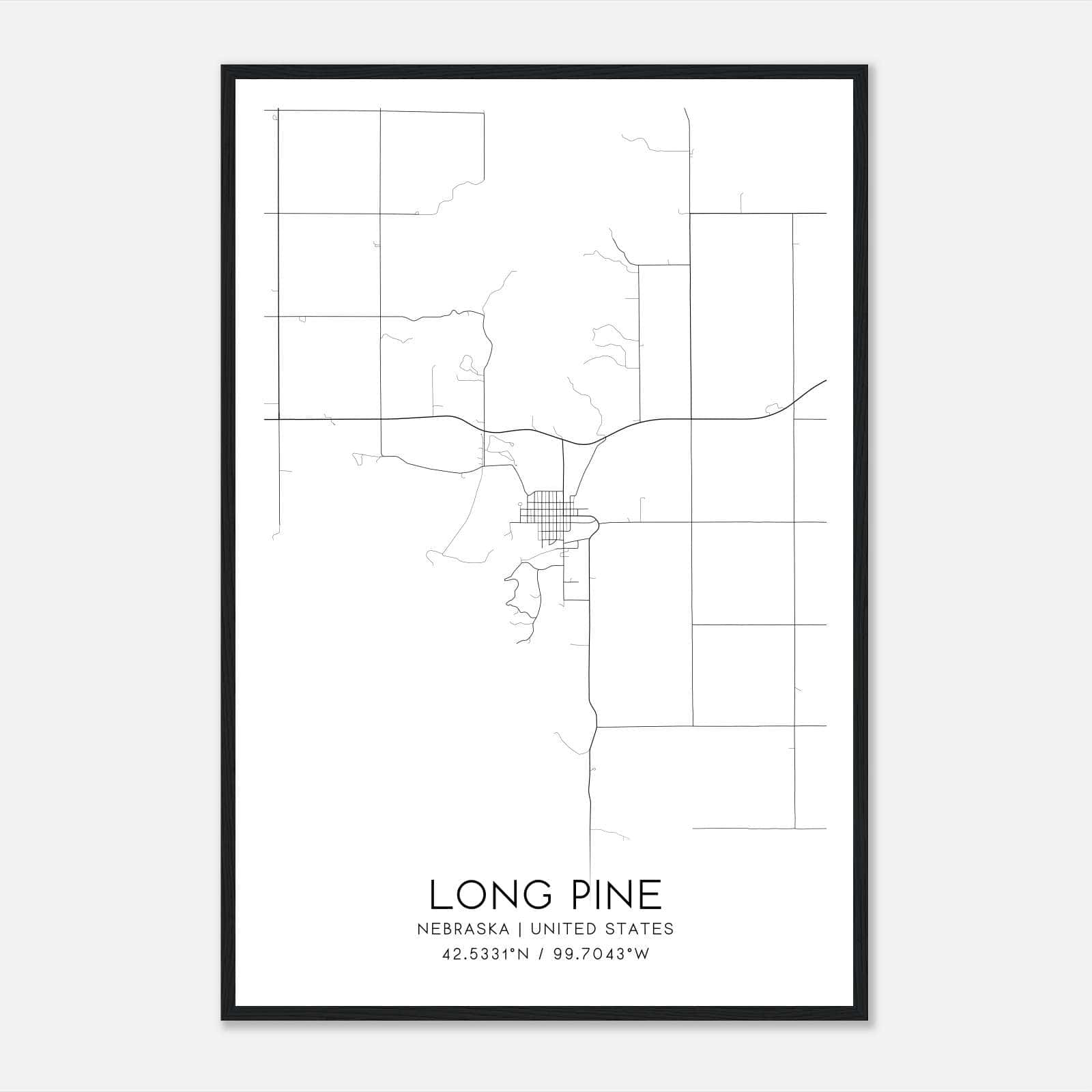 Long Pine Nebraska Map Poster, Modern Home Decor Wall Art Print Long Pine Nebraska Map Poster, Modern Home Decor Wall Art Print