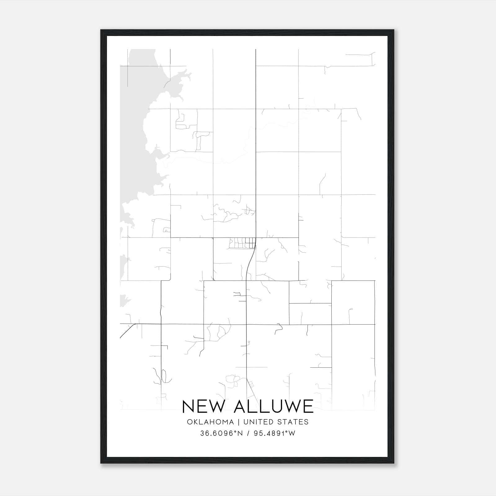 New Alluwe Oklahoma Map Poster, Modern Home Decor Wall Art Print New Alluwe Oklahoma Map Poster, Modern Home Decor Wall Art Print