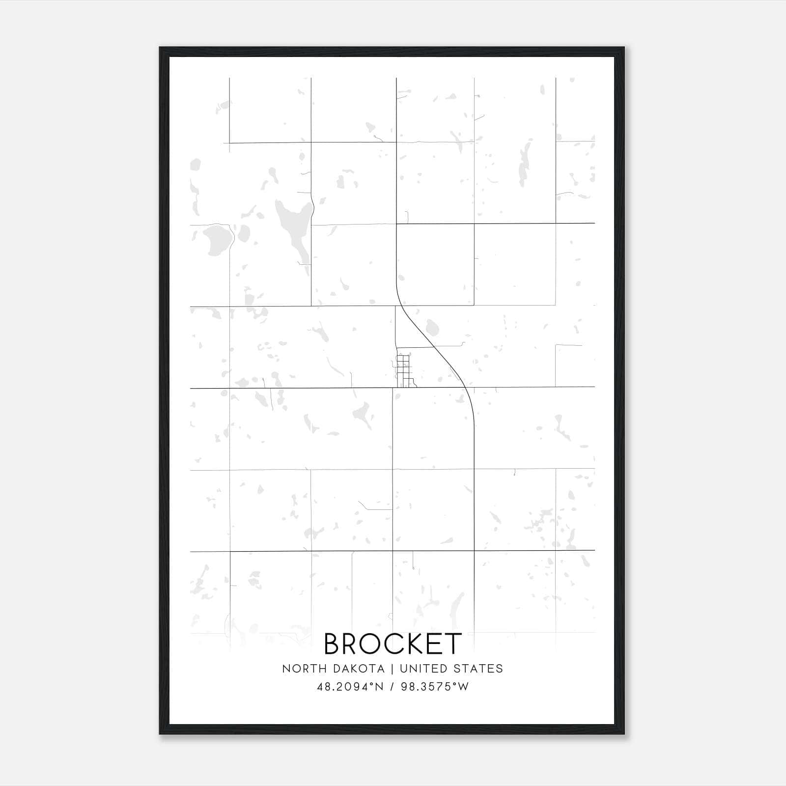 Brocket North Dakota Map Poster, Modern Home Decor Wall Art Print Brocket North Dakota Map Poster, Modern Home Decor Wall Art Print