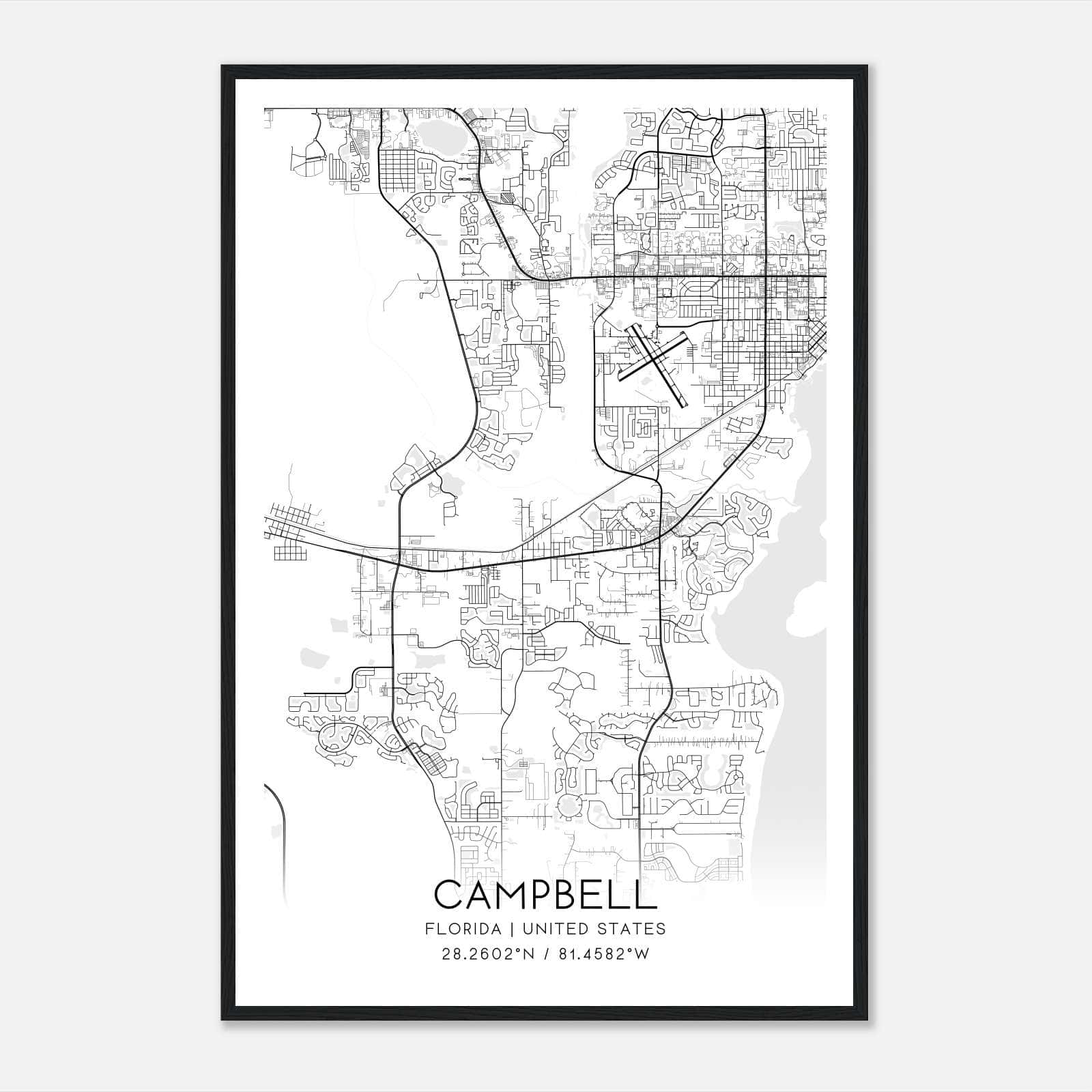Campbell Florida Map Poster, Modern Home Decor Wall Art Print Campbell Florida Map Poster, Modern Home Decor Wall Art Print