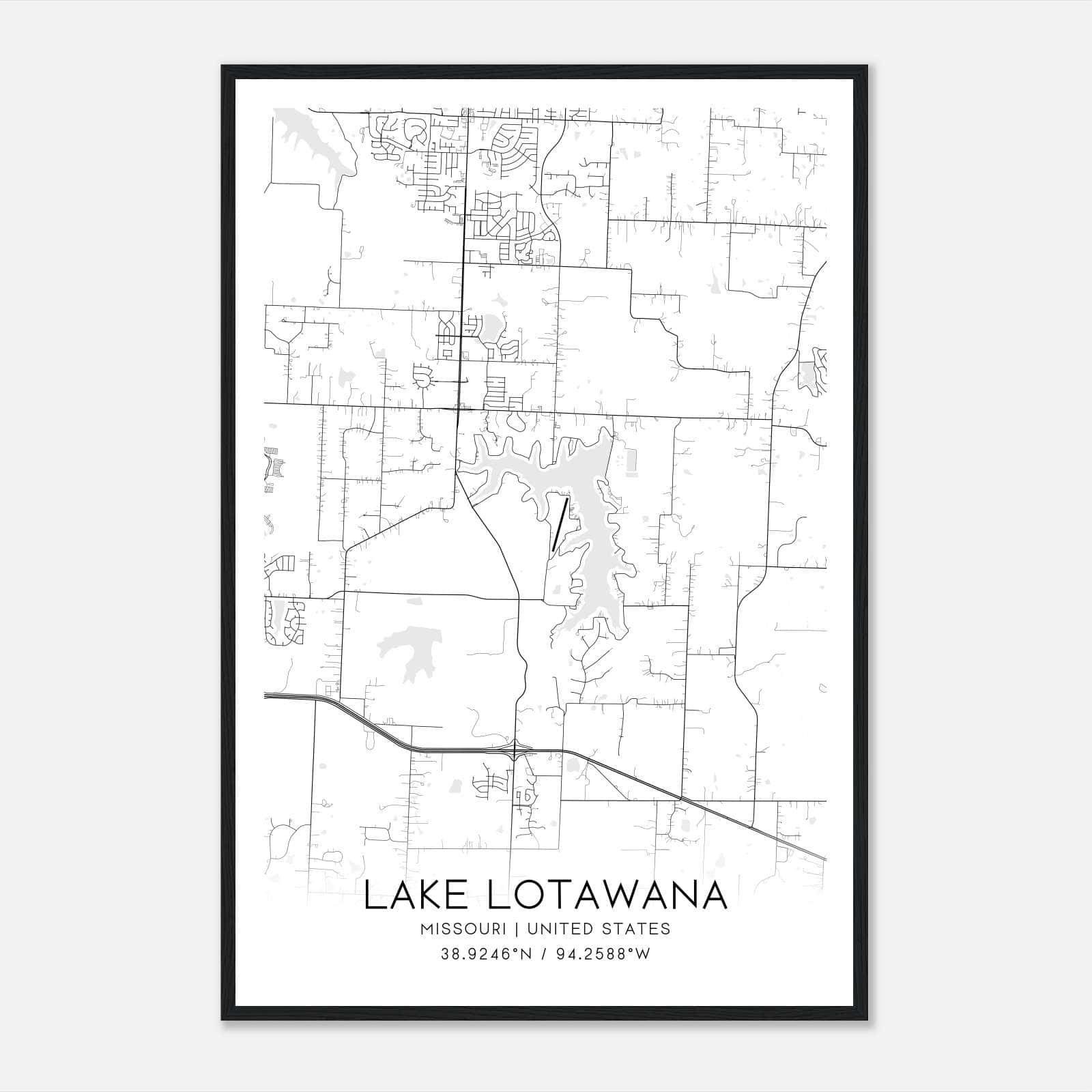 Lake Lotawana Missouri Map Poster, Modern Home Decor Wall Art Print Lake Lotawana Missouri Map Poster, Modern Home Decor Wall Art Print