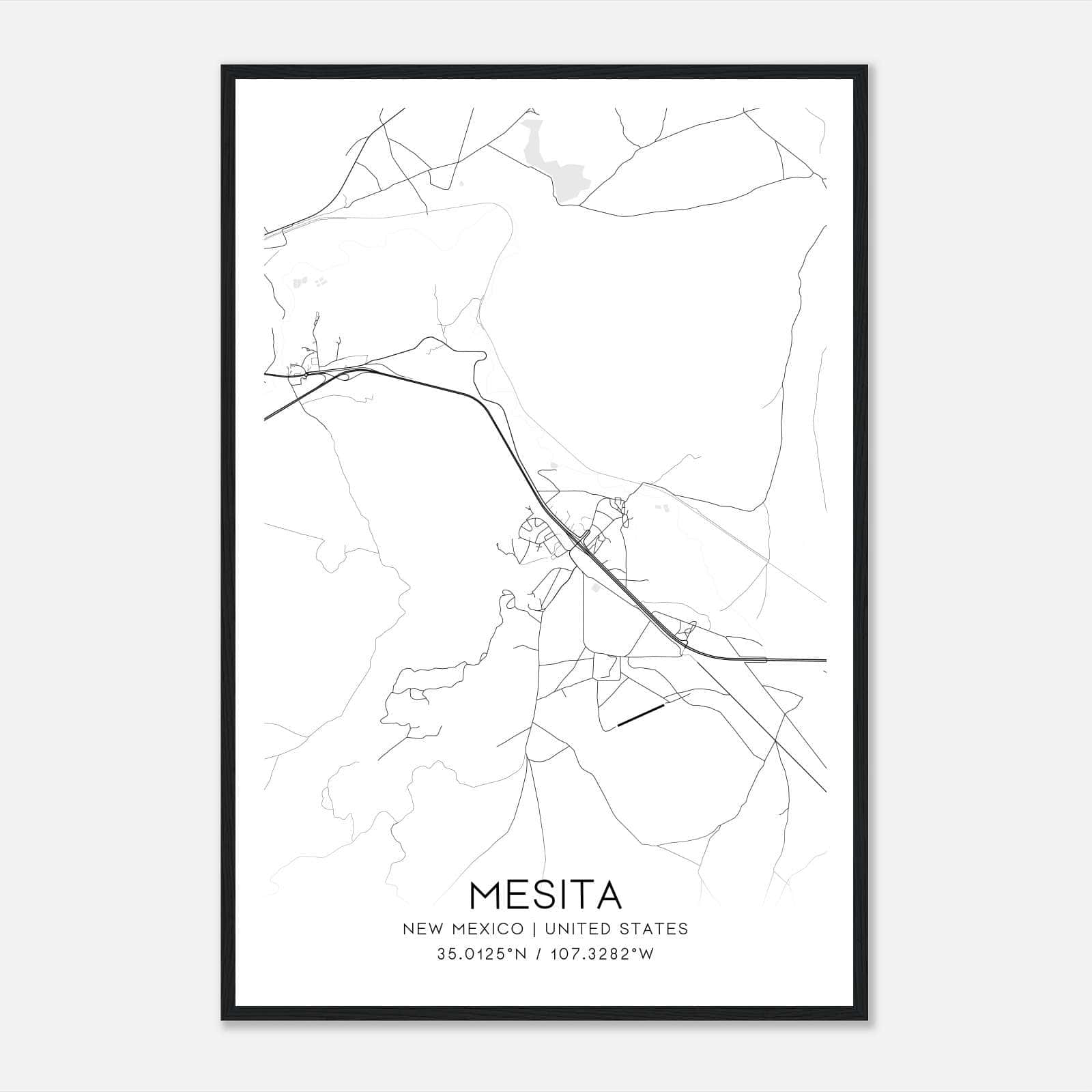 Mesita New Mexico Map Poster, Modern Home Decor Wall Art Print Mesita New Mexico Map Poster, Modern Home Decor Wall Art Print