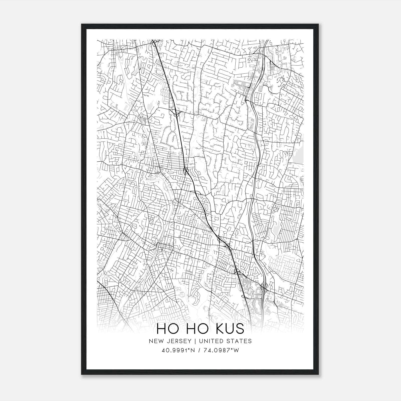 Ho Ho Kus New Jersey Map Poster, Modern Home Decor Wall Art Print Ho Ho Kus New Jersey Map Poster, Modern Home Decor Wall Art Print