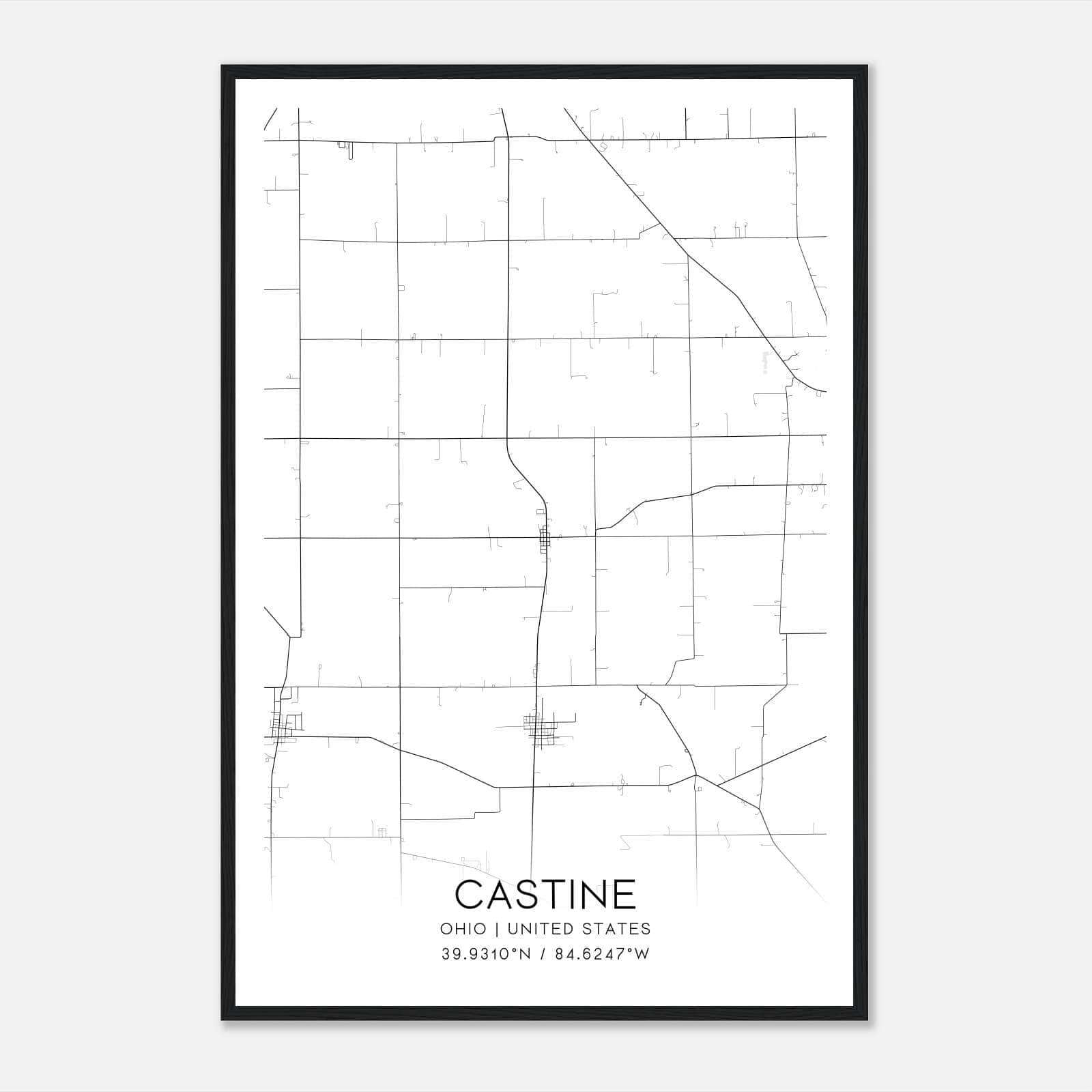 Castine Ohio Map Poster, Modern Home Decor Wall Art Print Castine Ohio Map Poster, Modern Home Decor Wall Art Print
