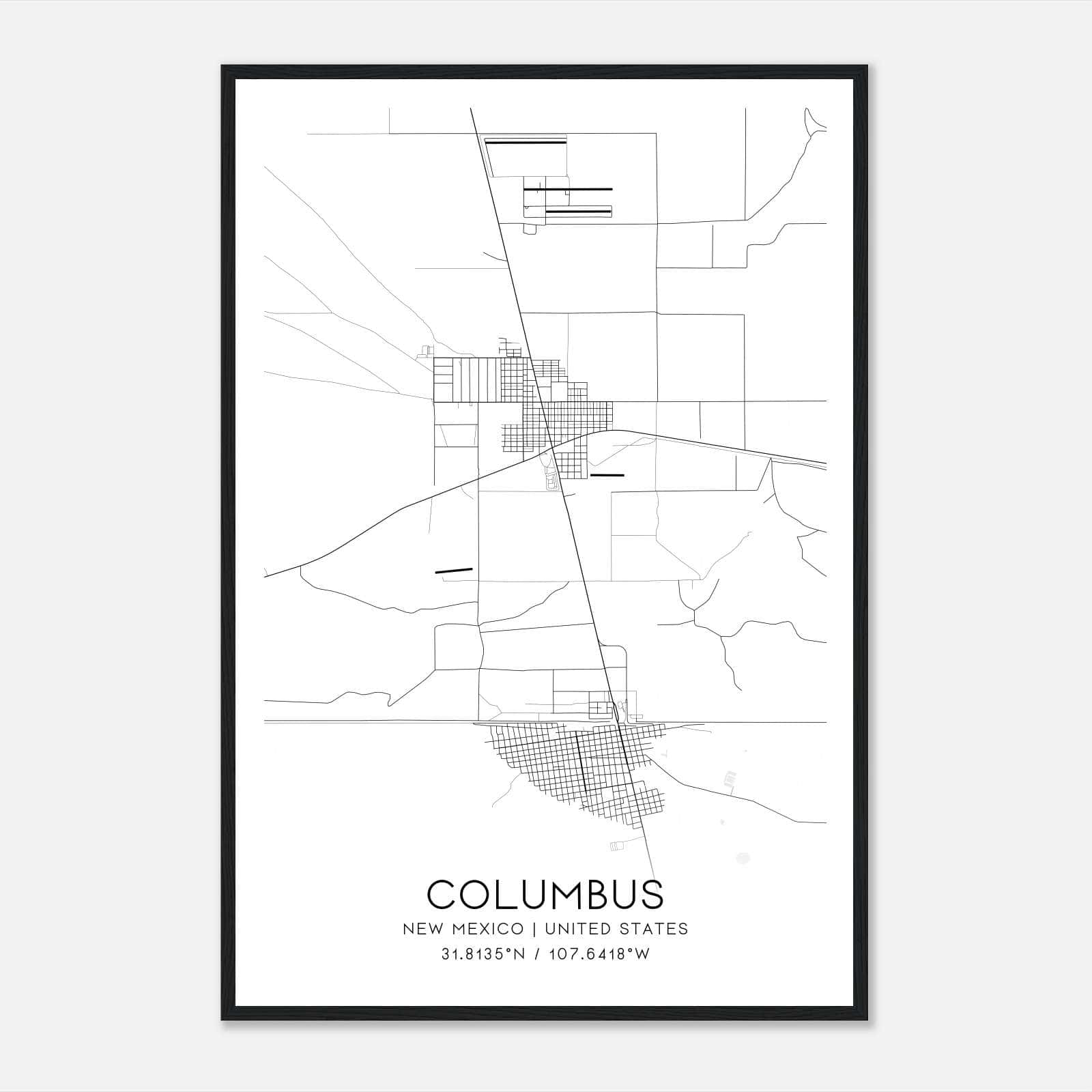 Columbus New Mexico Map Poster, Modern Home Decor Wall Art Print Columbus New Mexico Map Poster, Modern Home Decor Wall Art Print