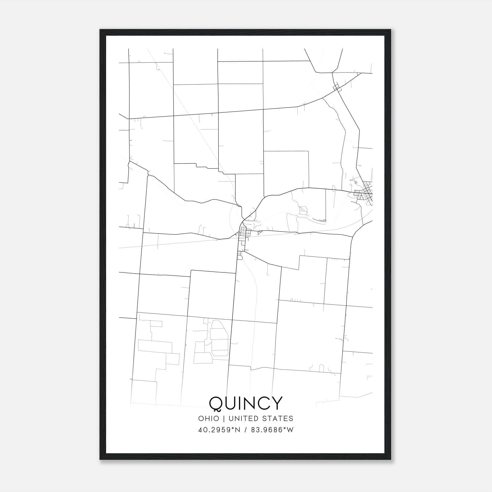 Quincy Ohio Map Poster, Modern Home Decor Wall Art Print Quincy Ohio Map Poster, Modern Home Decor Wall Art Print