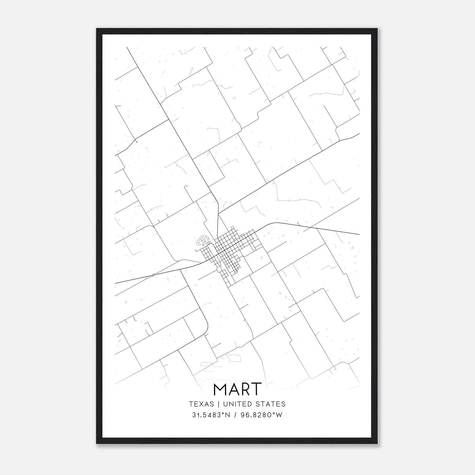 Mart Texas Map Poster, Modern Home Decor Wall Art Print Mart Texas Map Poster, Modern Home Decor Wall Art Print