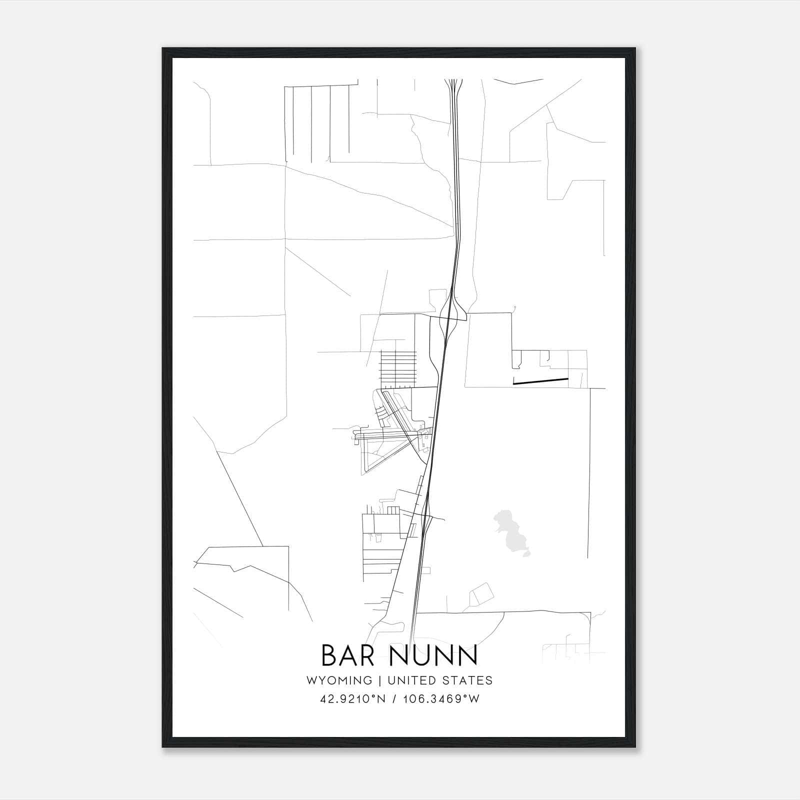 Bar Nunn Wyoming Map Poster, Modern Home Decor Wall Art Print Bar Nunn Wyoming Map Poster, Modern Home Decor Wall Art Print