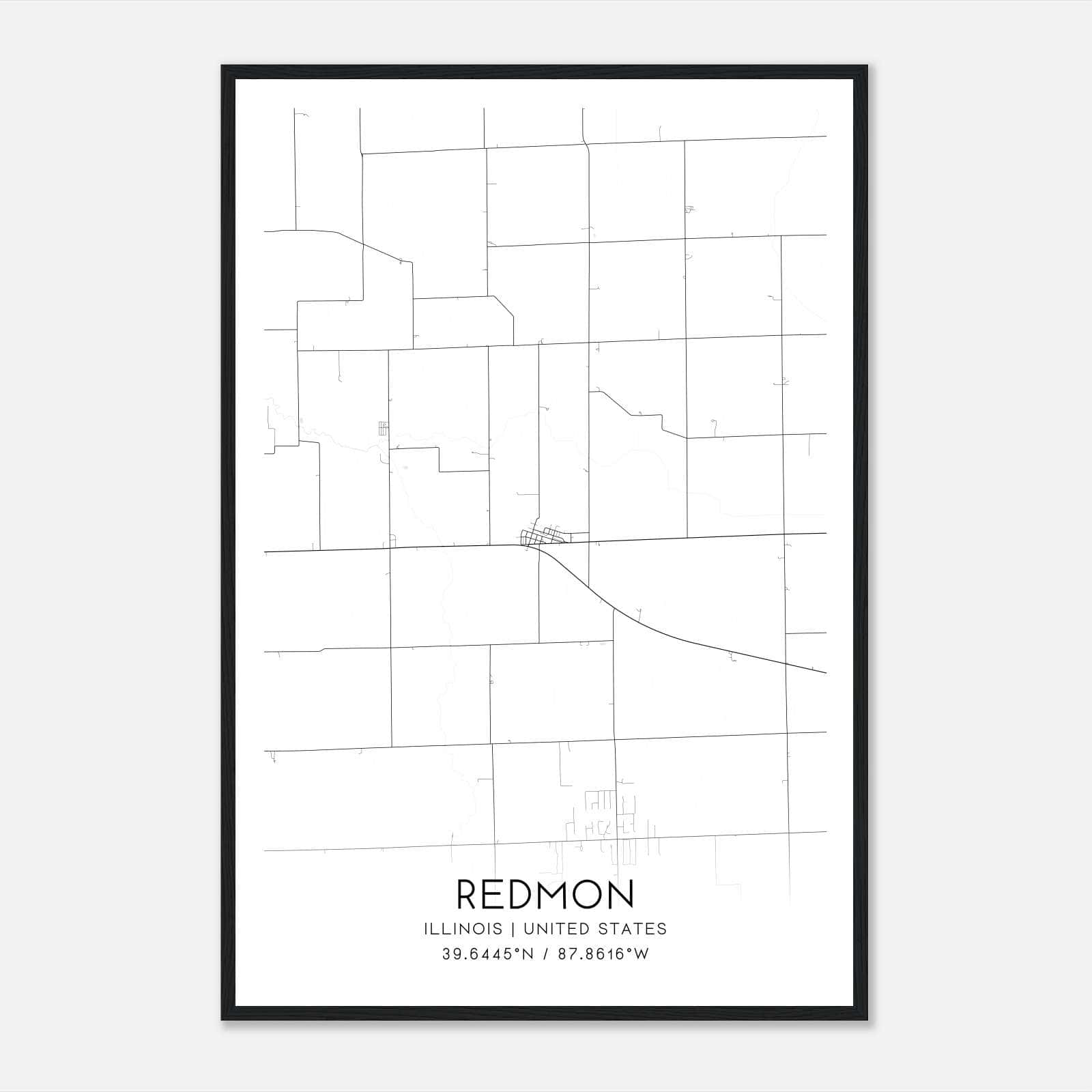 Redmon Illinois Map Poster, Modern Home Decor Wall Art Print Redmon Illinois Map Poster, Modern Home Decor Wall Art Print