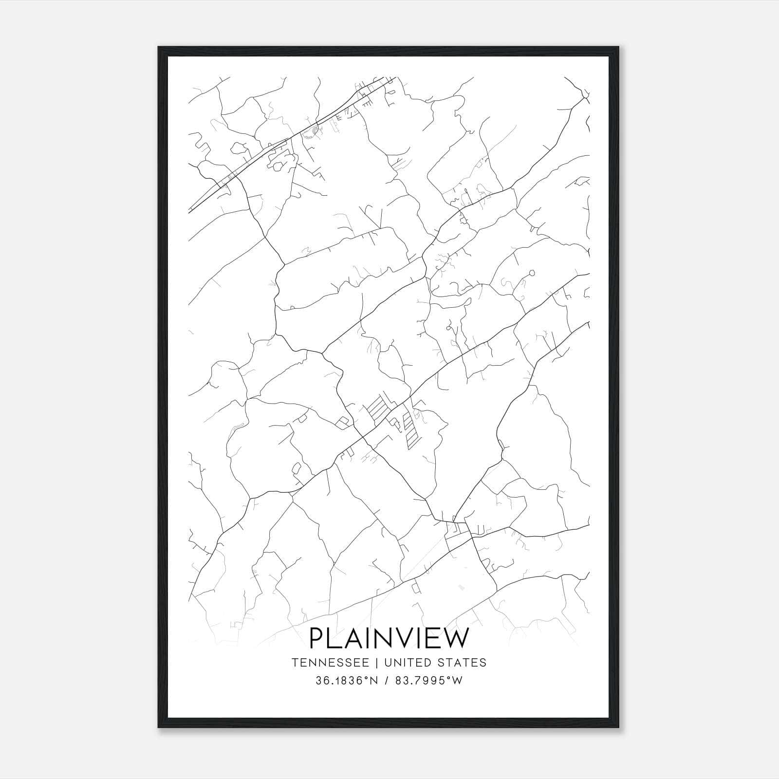Plainview Tennessee Map Poster, Modern Home Decor Wall Art Print Plainview Tennessee Map Poster, Modern Home Decor Wall Art Print