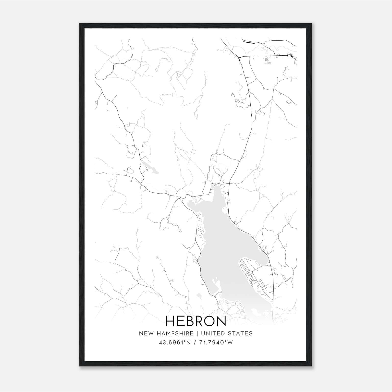 Hebron New Hampshire Map Poster, Modern Home Decor Wall Art Print Hebron New Hampshire Map Poster, Modern Home Decor Wall Art Print