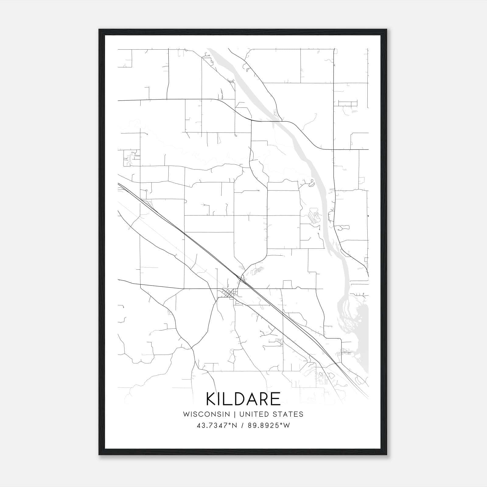 Kildare Wisconsin Map Poster, Modern Home Decor Wall Art Print Kildare Wisconsin Map Poster, Modern Home Decor Wall Art Print
