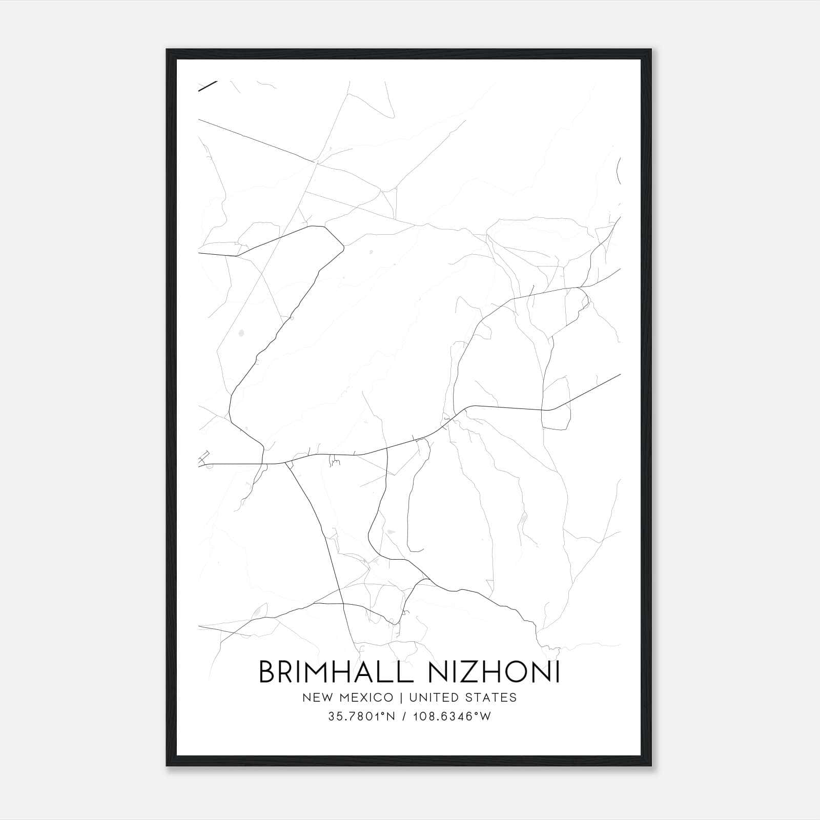 Brimhall Nizhoni New Mexico Map Poster, Modern Home Decor Wall Art Print Brimhall Nizhoni New Mexico Map Poster, Modern Home Decor Wall Art Print