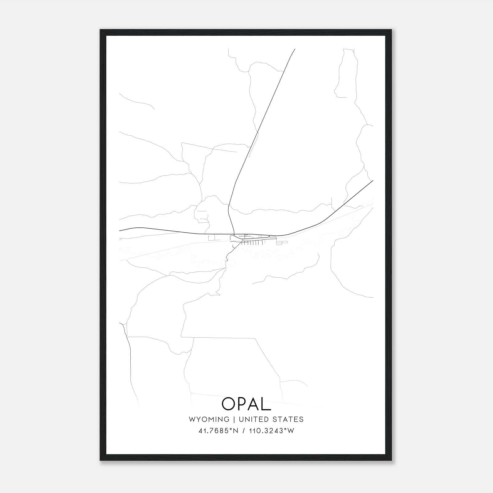 Opal Wyoming Map Poster, Modern Home Decor Wall Art Print Opal Wyoming Map Poster, Modern Home Decor Wall Art Print