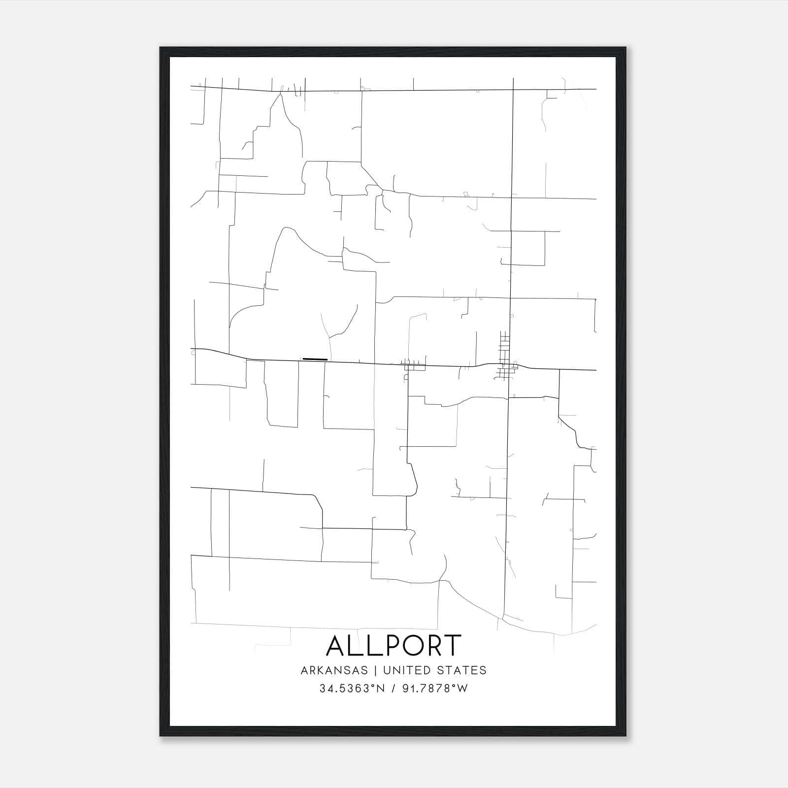 Allport Arkansas Map Poster, Modern Home Decor Wall Art Print Allport Arkansas Map Poster, Modern Home Decor Wall Art Print