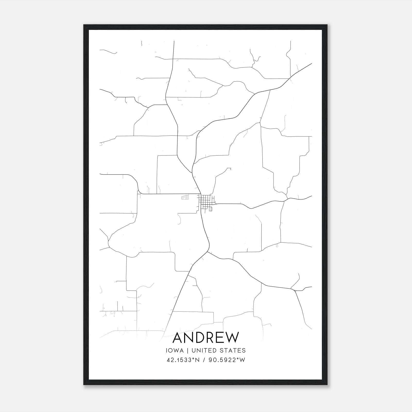 Andrew Iowa Map Poster, Modern Home Decor Wall Art Print Andrew Iowa Map Poster, Modern Home Decor Wall Art Print