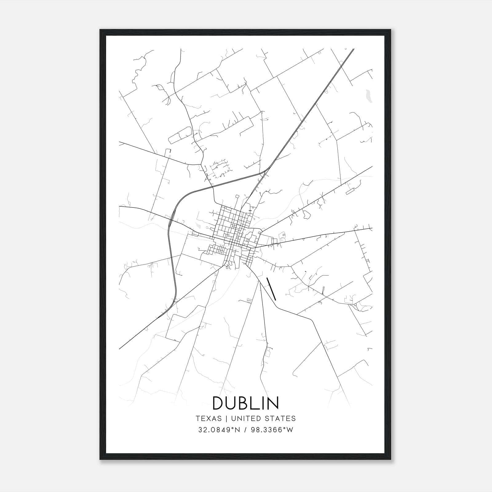 Dublin Texas Map Poster, Modern Home Decor Wall Art Print Dublin Texas Map Poster, Modern Home Decor Wall Art Print