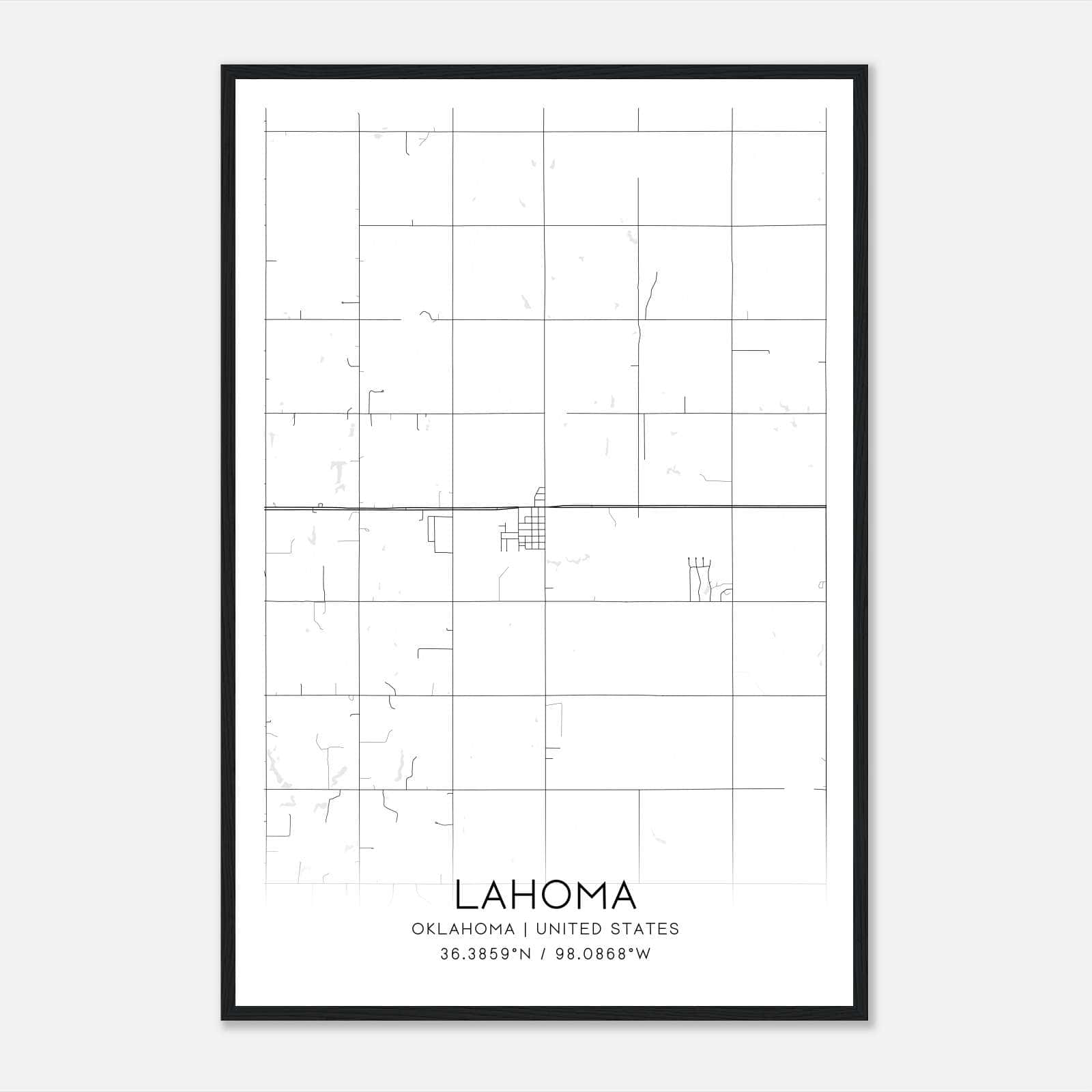 Lahoma Oklahoma Map Poster, Modern Home Decor Wall Art Print Lahoma Oklahoma Map Poster, Modern Home Decor Wall Art Print
