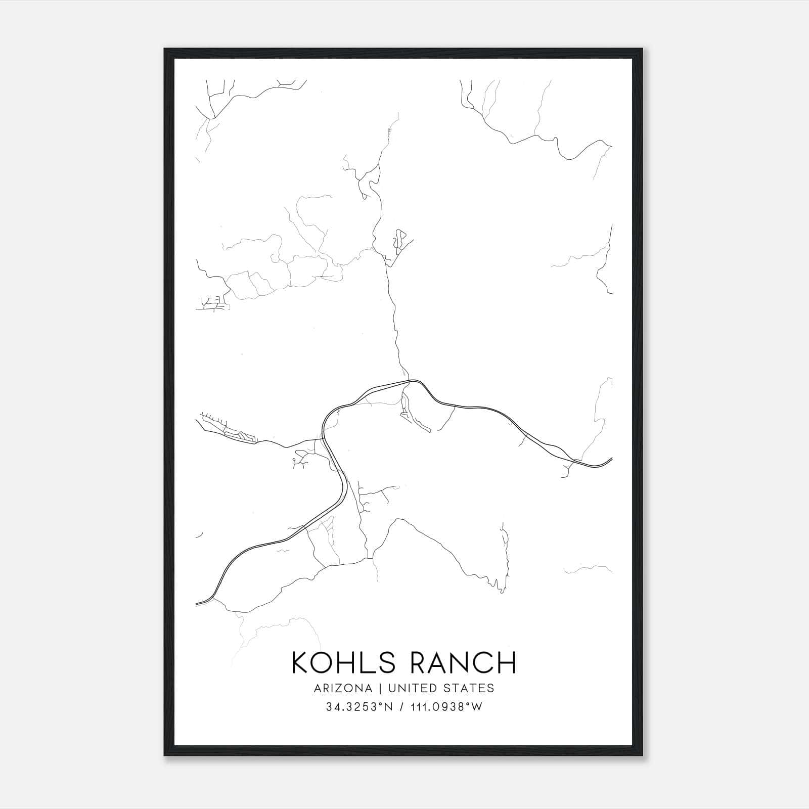 Kohls Ranch Arizona Map Poster, Modern Home Decor Wall Art Print Kohls Ranch Arizona Map Poster, Modern Home Decor Wall Art Print