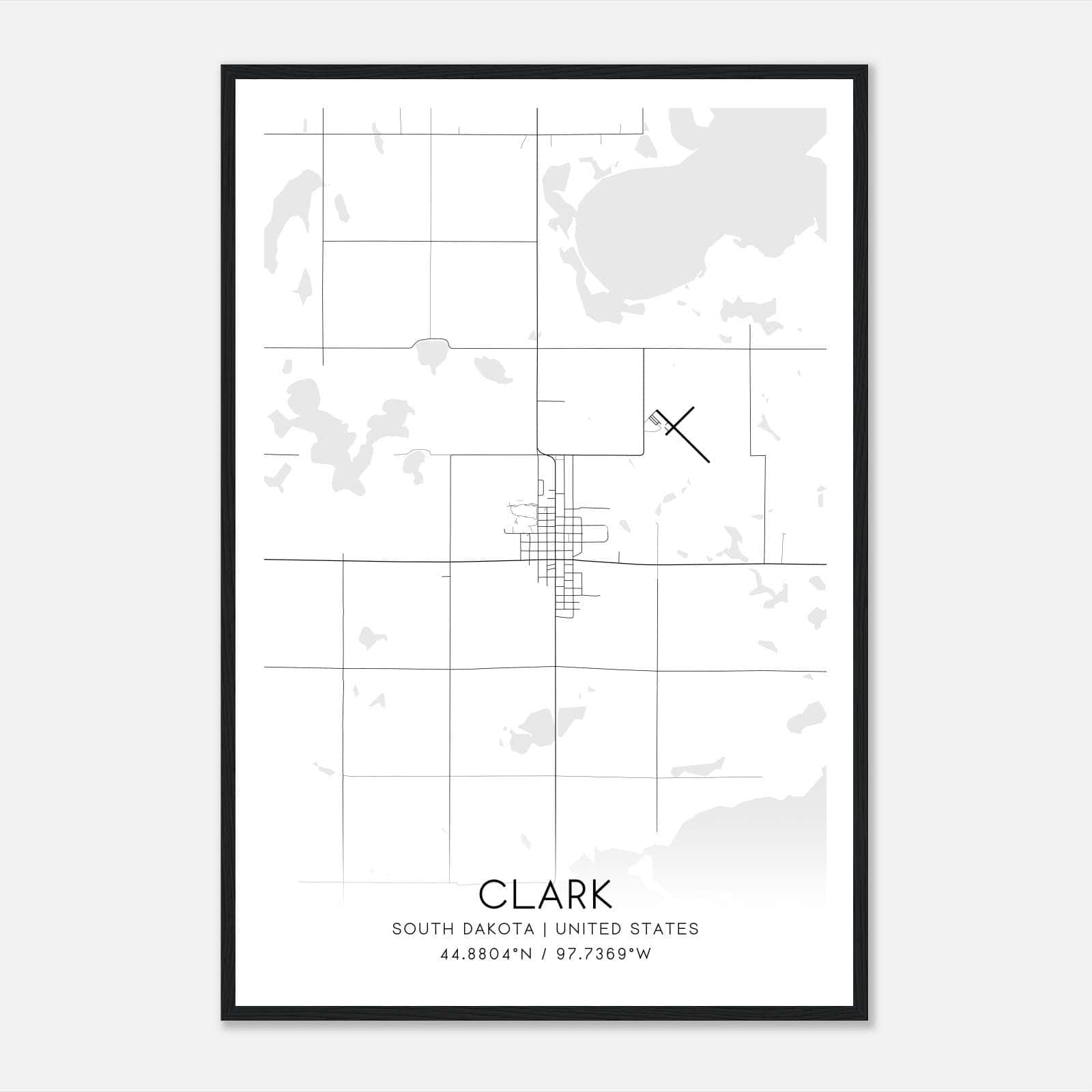 Clark South Dakota Map Poster, Modern Home Decor Wall Art Print Clark South Dakota Map Poster, Modern Home Decor Wall Art Print
