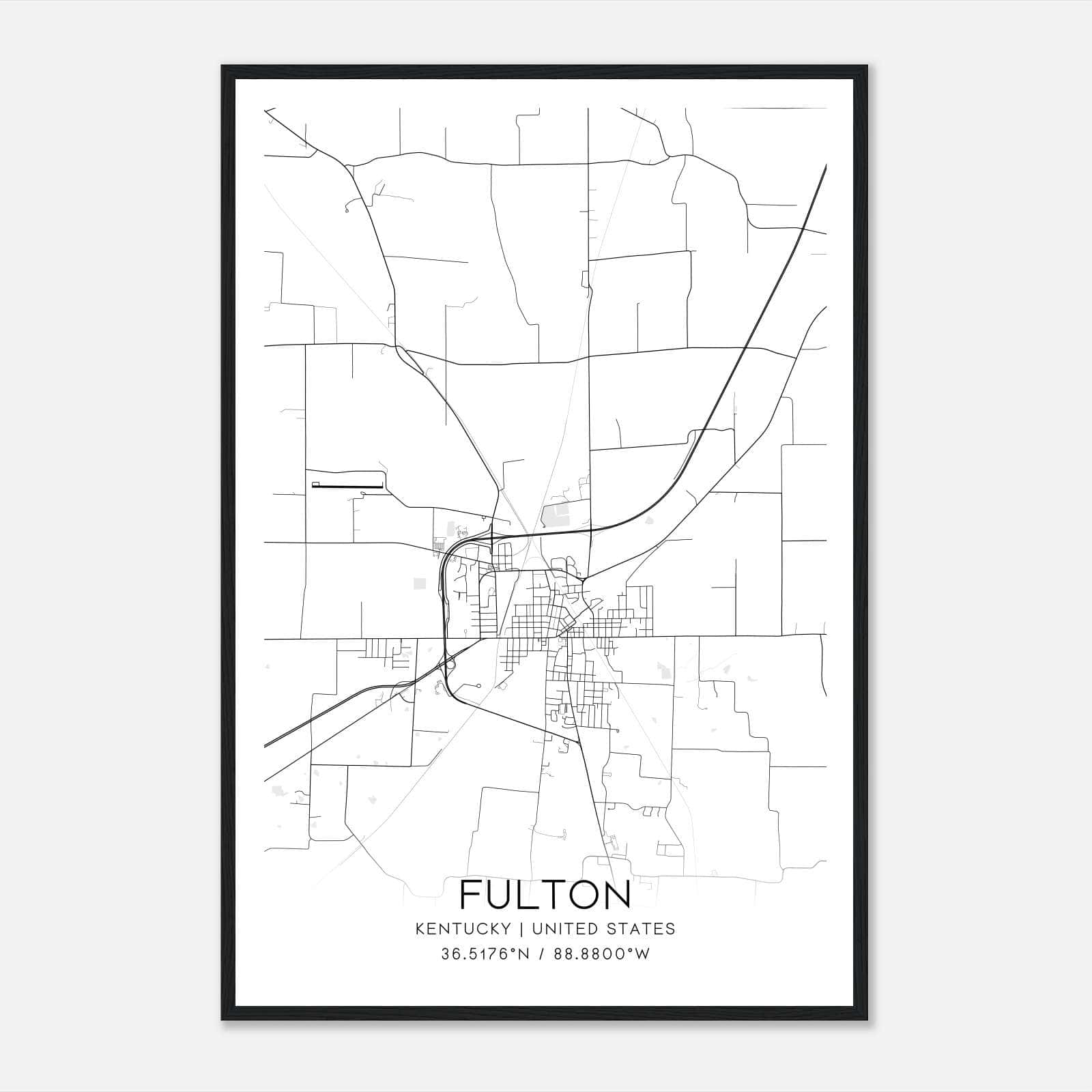 Fulton Kentucky Map Poster, Modern Home Decor Wall Art Print Fulton Kentucky Map Poster, Modern Home Decor Wall Art Print