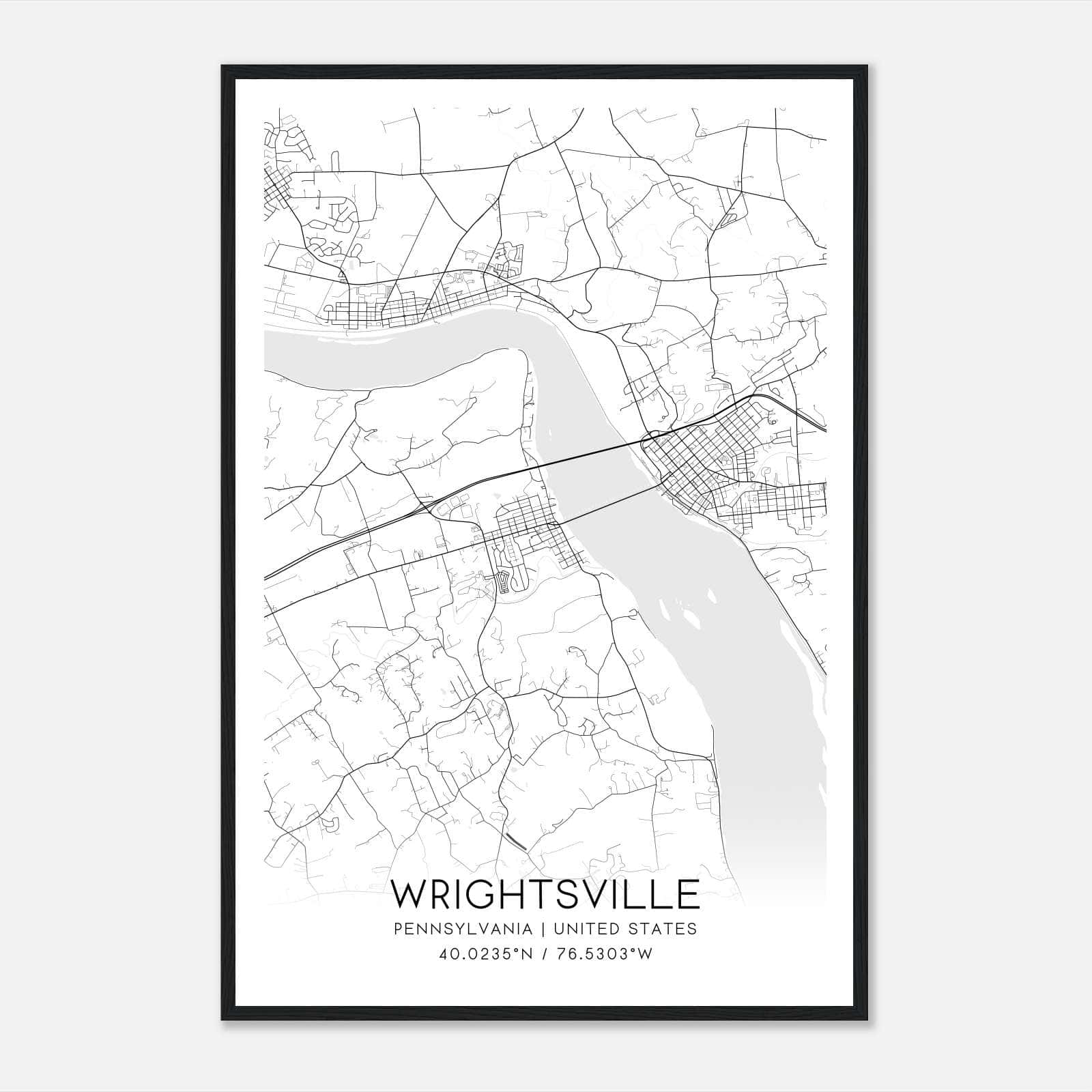 Wrightsville Pennsylvania Map Poster, Modern Home Decor Wall Art Print Wrightsville Pennsylvania Map Poster, Modern Home Decor Wall Art Print