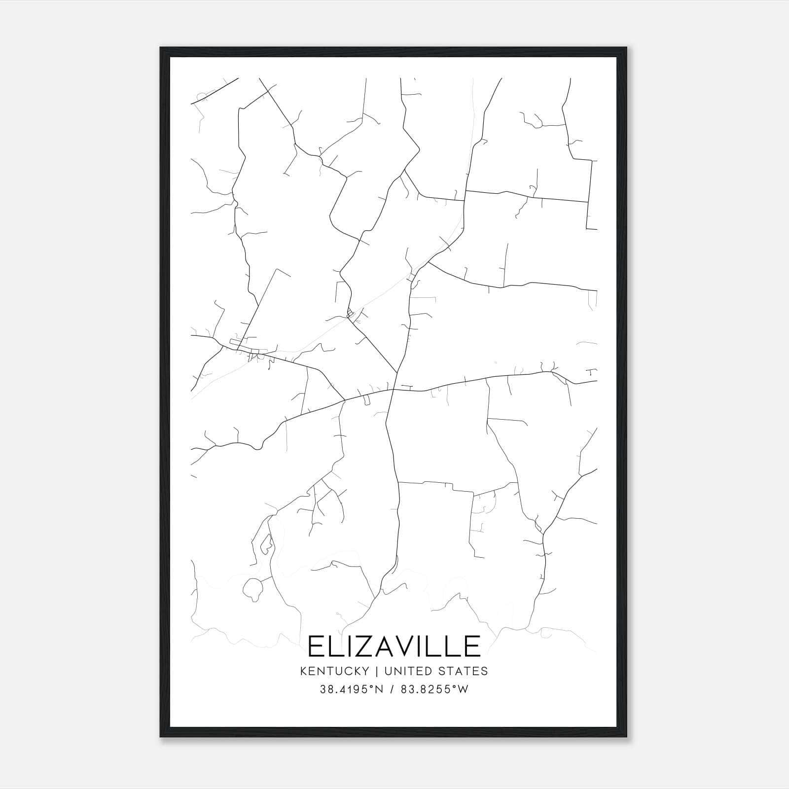 Elizaville Kentucky Map Poster, Modern Home Decor Wall Art Print Elizaville Kentucky Map Poster, Modern Home Decor Wall Art Print