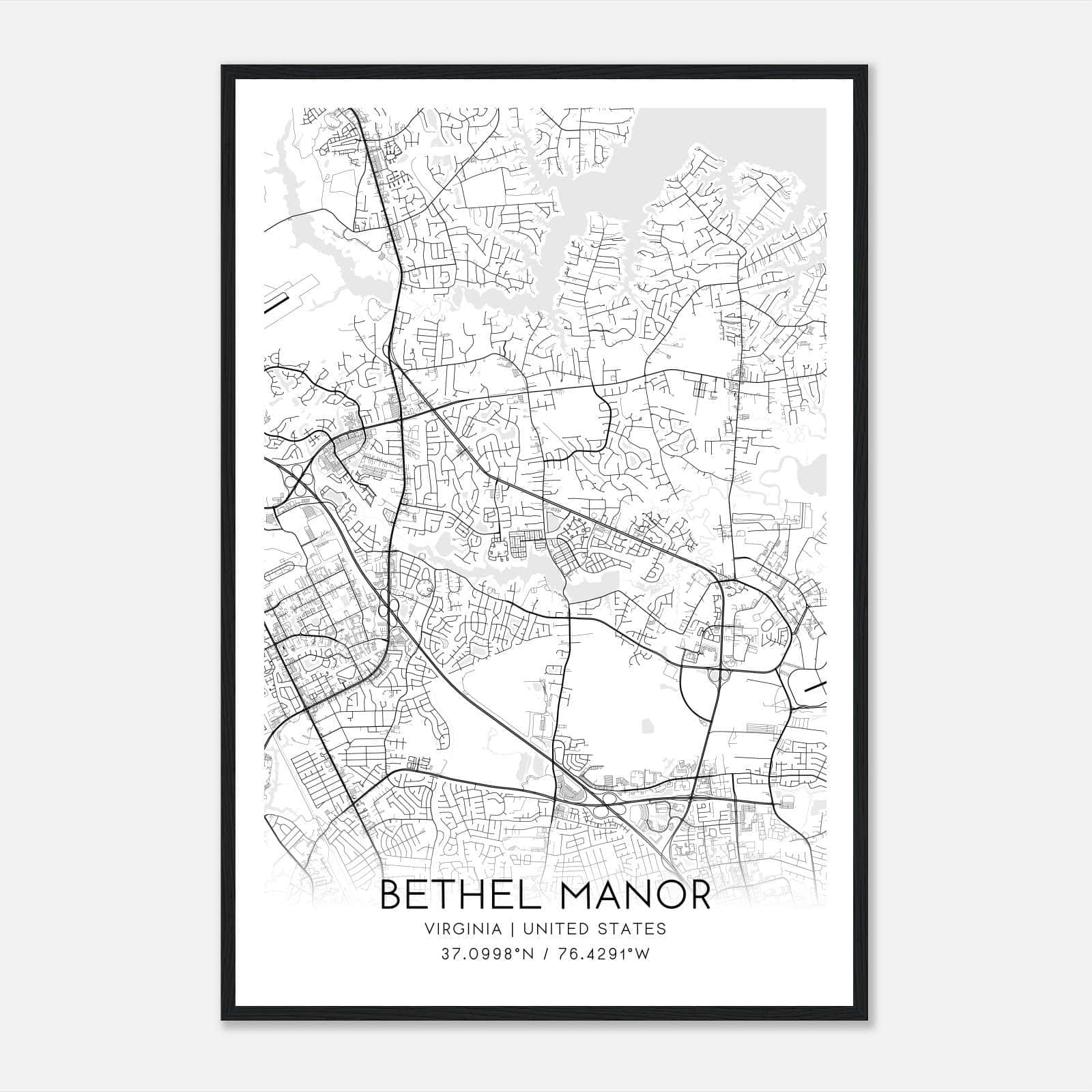 Bethel Manor Virginia Map Poster, Modern Home Decor Wall Art Print Bethel Manor Virginia Map Poster, Modern Home Decor Wall Art Print