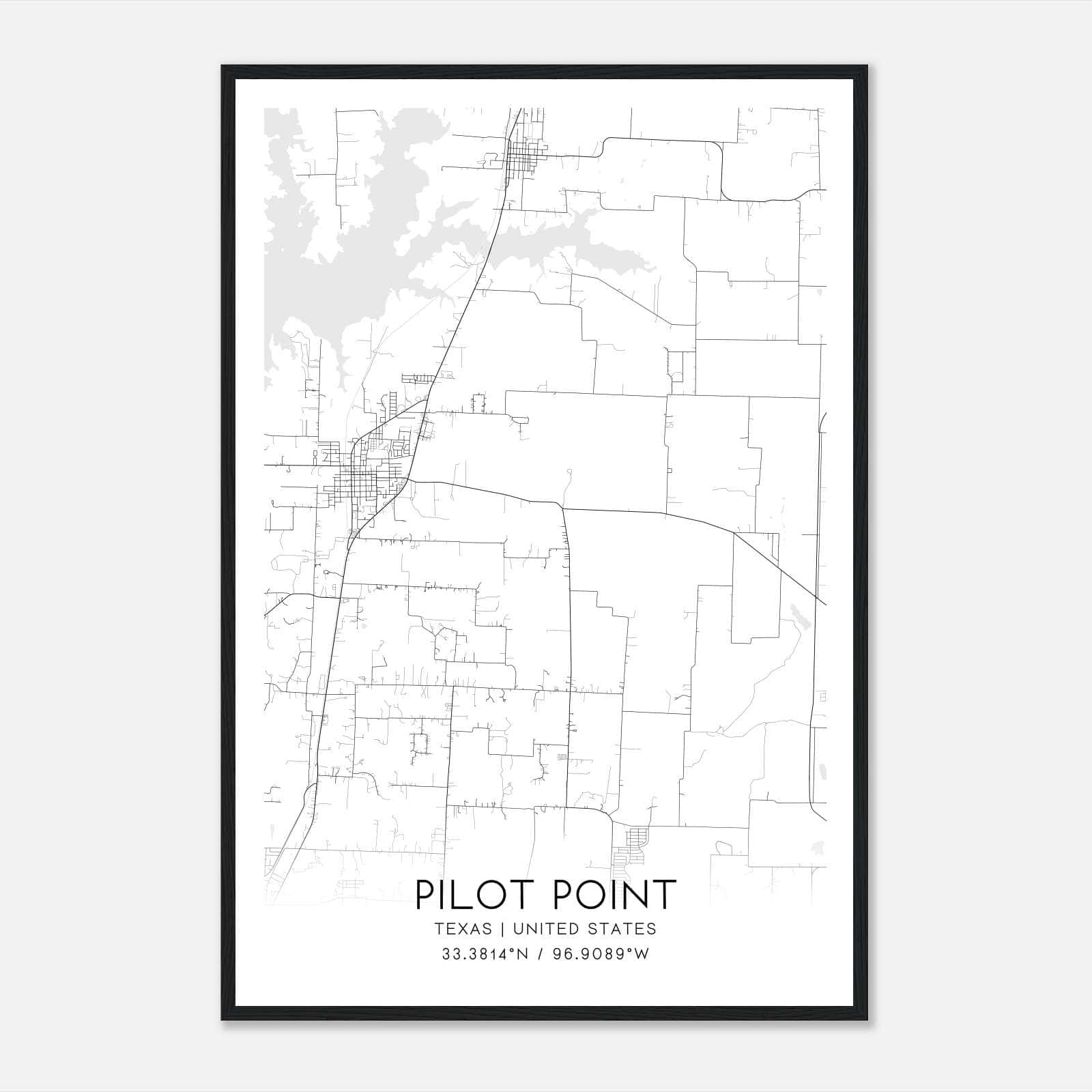 Pilot Point Texas Map Poster, Modern Home Decor Wall Art Print Pilot Point Texas Map Poster, Modern Home Decor Wall Art Print