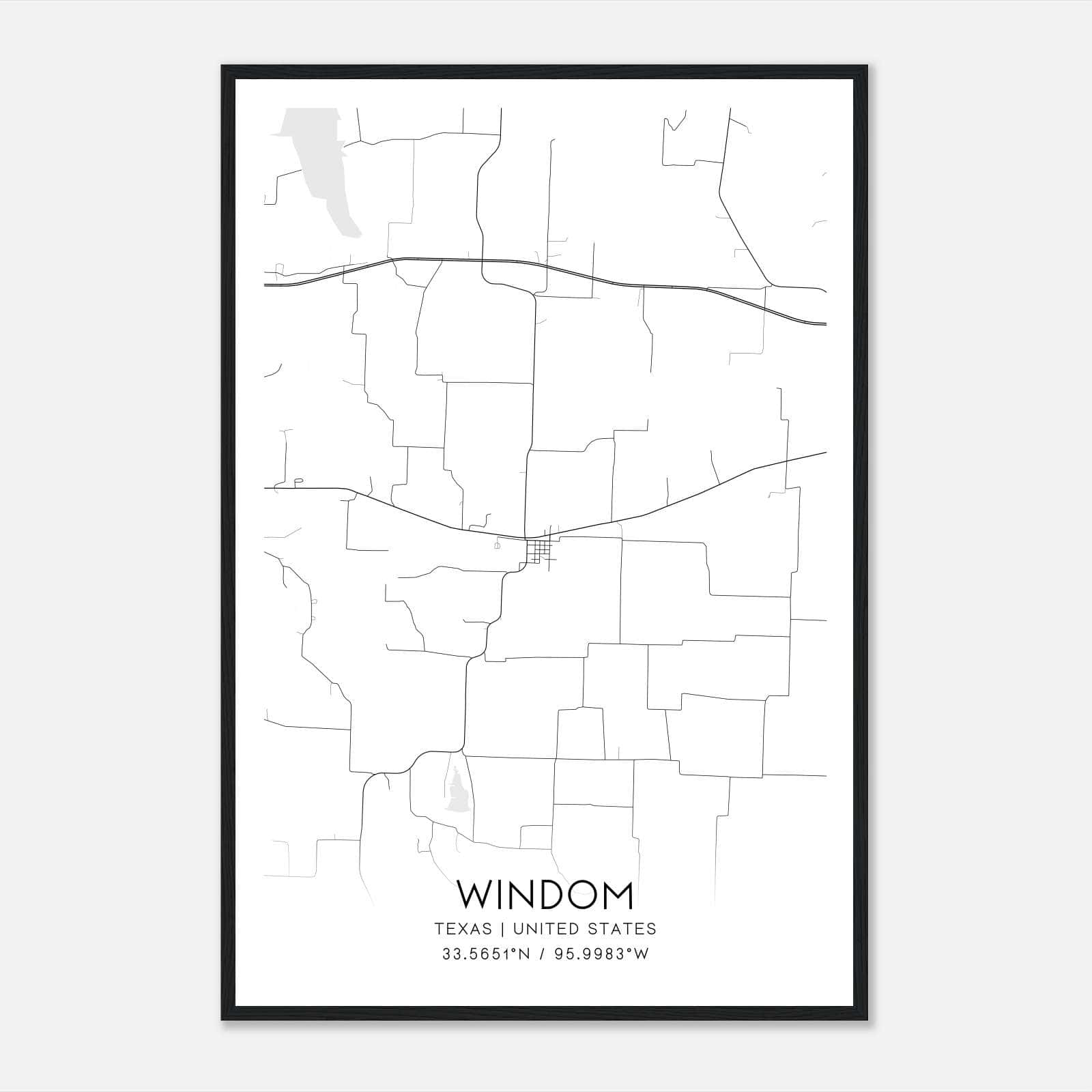 Windom Texas Map Poster, Modern Home Decor Wall Art Print Windom Texas Map Poster, Modern Home Decor Wall Art Print