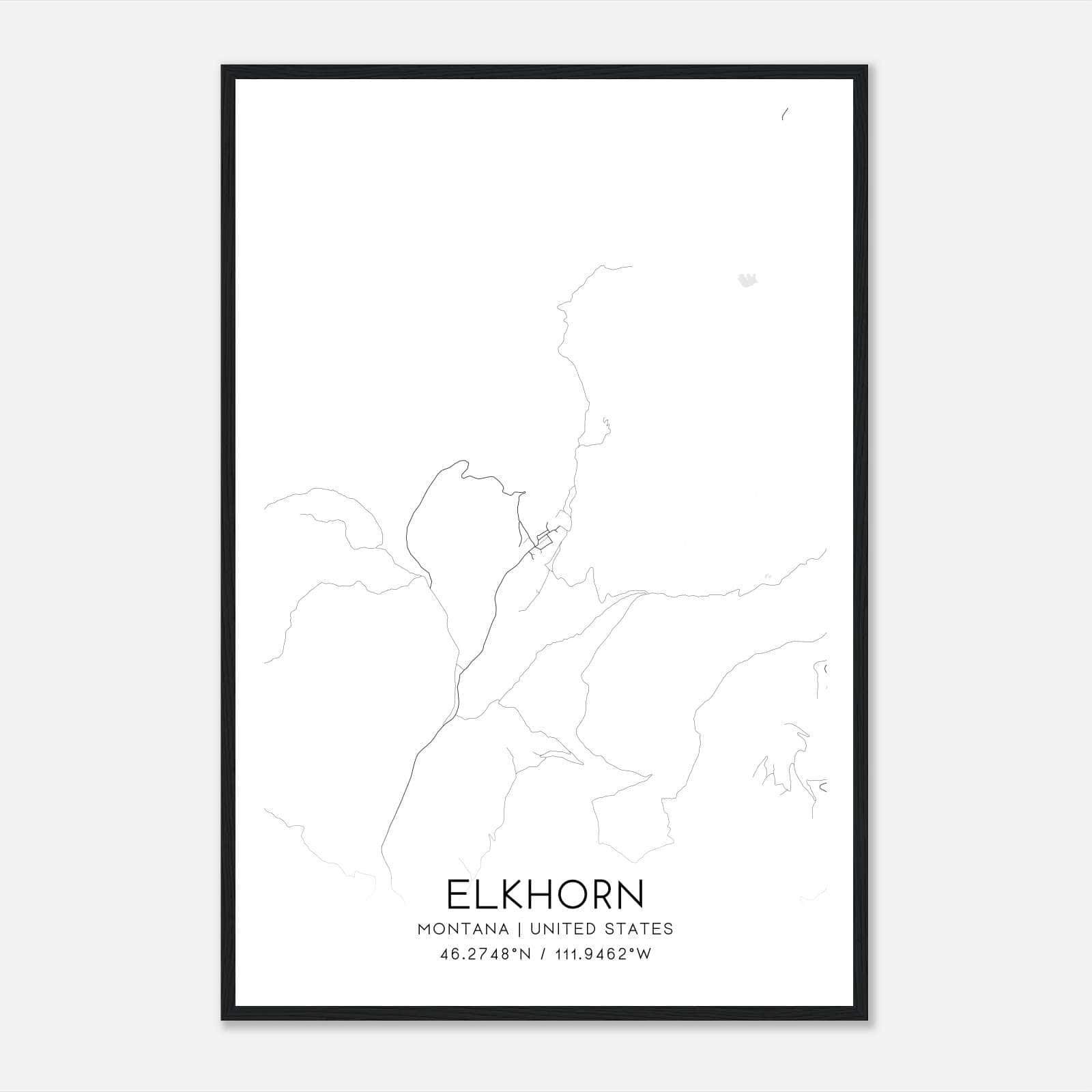 Elkhorn Montana Map Poster, Modern Home Decor Wall Art Print Elkhorn Montana Map Poster, Modern Home Decor Wall Art Print