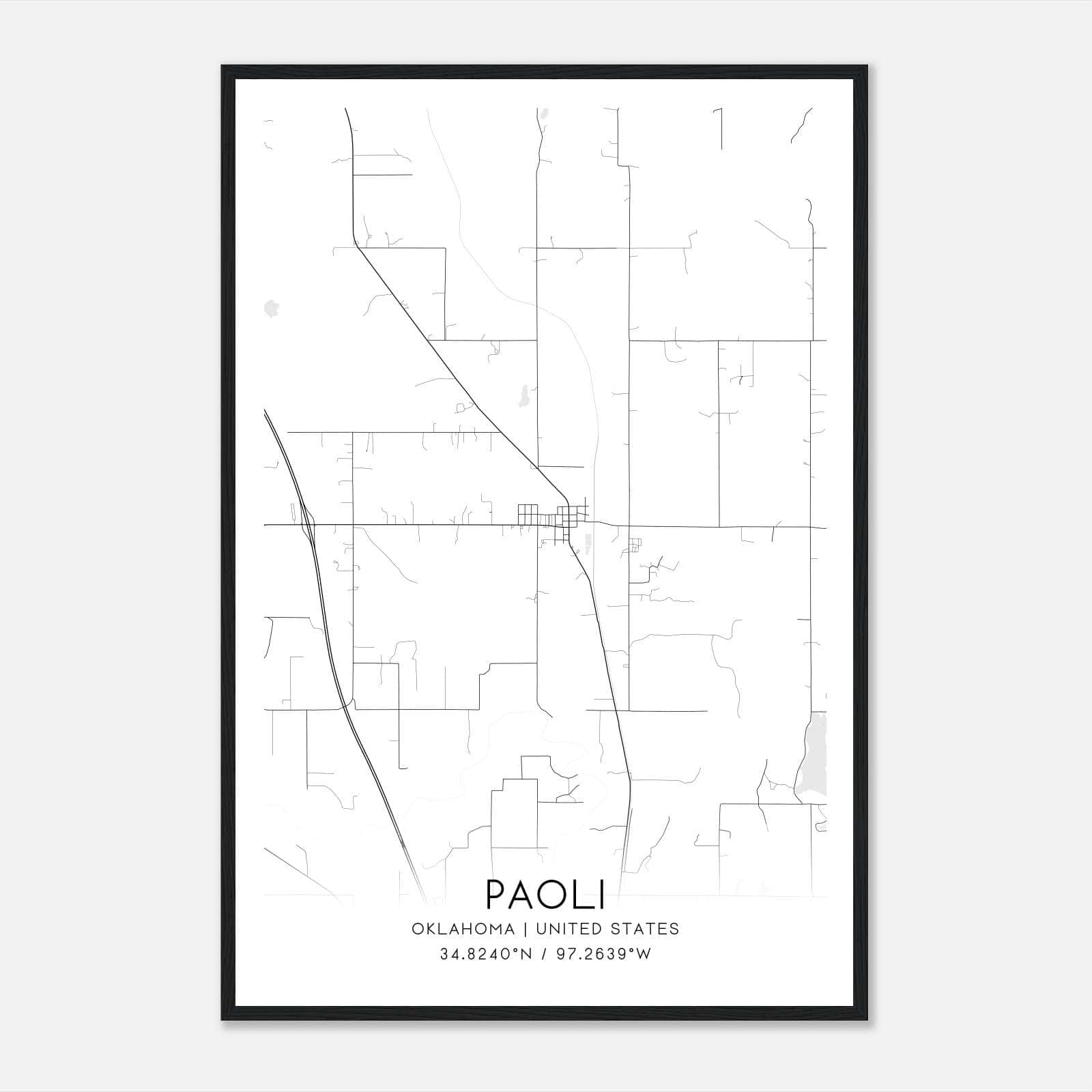 Paoli Oklahoma Map Poster, Modern Home Decor Wall Art Print Paoli Oklahoma Map Poster, Modern Home Decor Wall Art Print