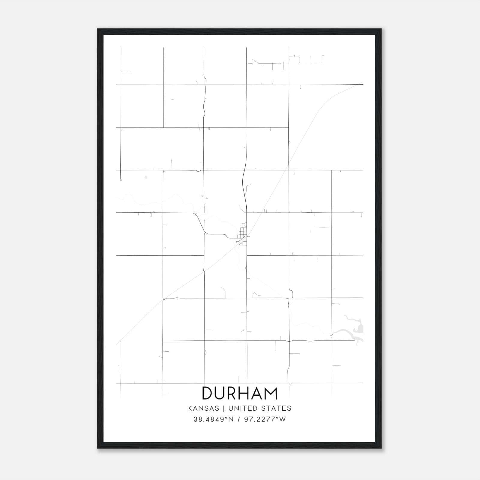 Durham Kansas Map Poster, Modern Home Decor Wall Art Print Durham Kansas Map Poster, Modern Home Decor Wall Art Print