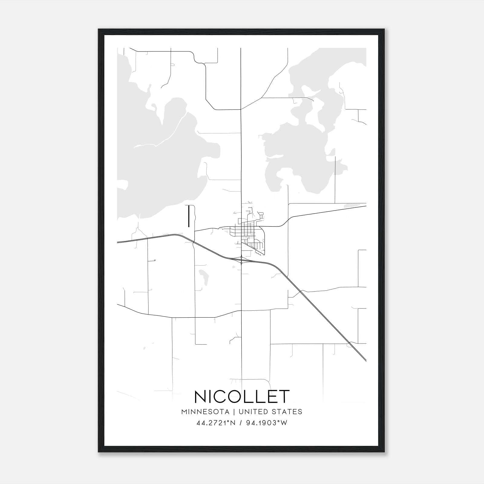 Nicollet Minnesota Map Poster, Modern Home Decor Wall Art Print Nicollet Minnesota Map Poster, Modern Home Decor Wall Art Print