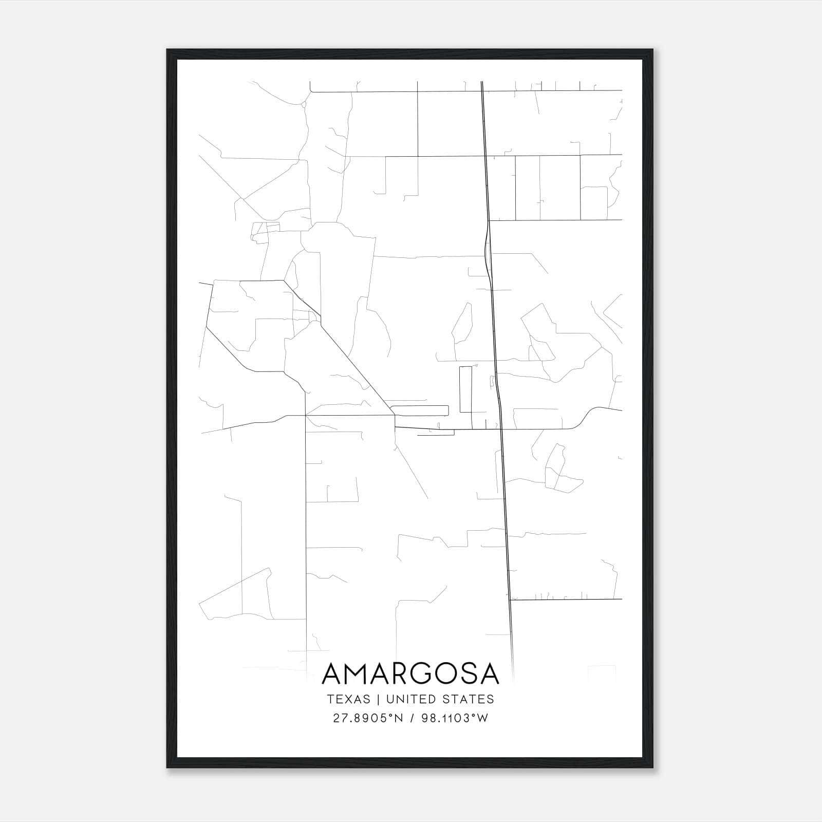 Amargosa Texas Map Poster, Modern Home Decor Wall Art Print Amargosa Texas Map Poster, Modern Home Decor Wall Art Print