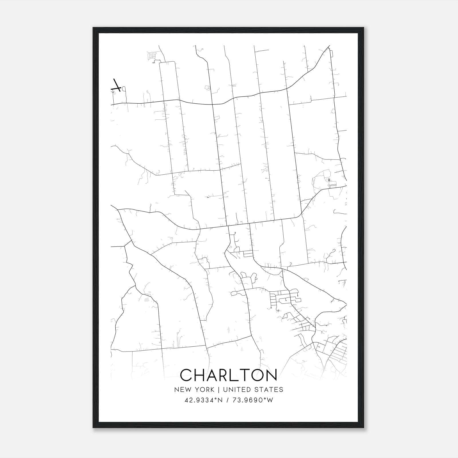 Charlton New York Map Poster, Modern Home Decor Wall Art Print Charlton New York Map Poster, Modern Home Decor Wall Art Print