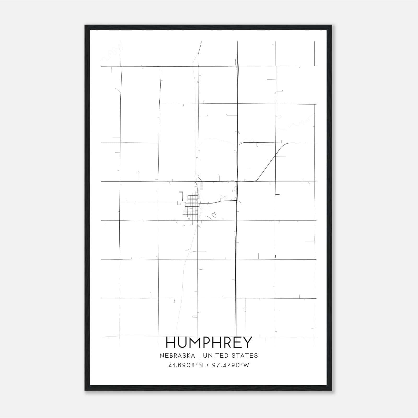 Humphrey Nebraska Map Poster, Modern Home Decor Wall Art Print Humphrey Nebraska Map Poster, Modern Home Decor Wall Art Print