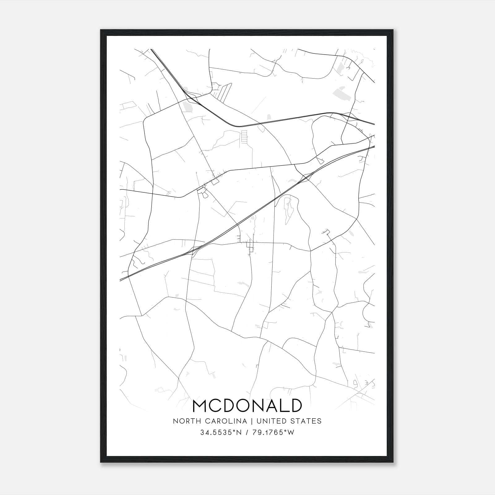 Mcdonald North Carolina Map Poster, Modern Home Decor Wall Art Print Mcdonald North Carolina Map Poster, Modern Home Decor Wall Art Print