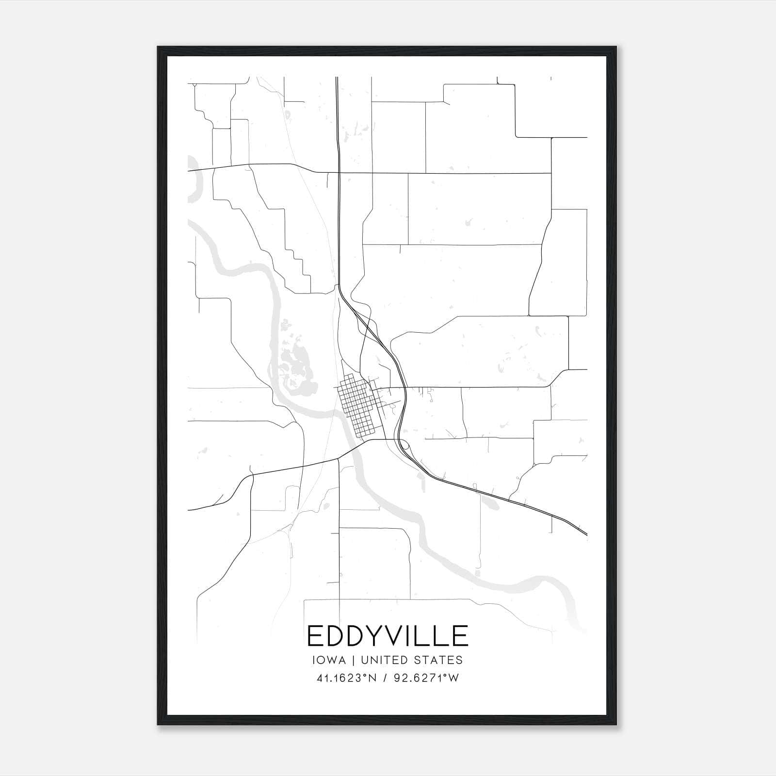 Eddyville Iowa Map Poster, Modern Home Decor Wall Art Print Eddyville Iowa Map Poster, Modern Home Decor Wall Art Print