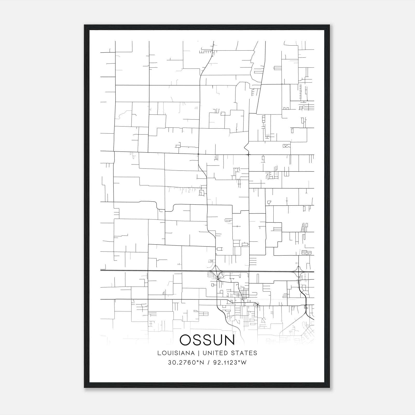 Ossun Louisiana Map Poster, Modern Home Decor Wall Art Print Ossun Louisiana Map Poster, Modern Home Decor Wall Art Print
