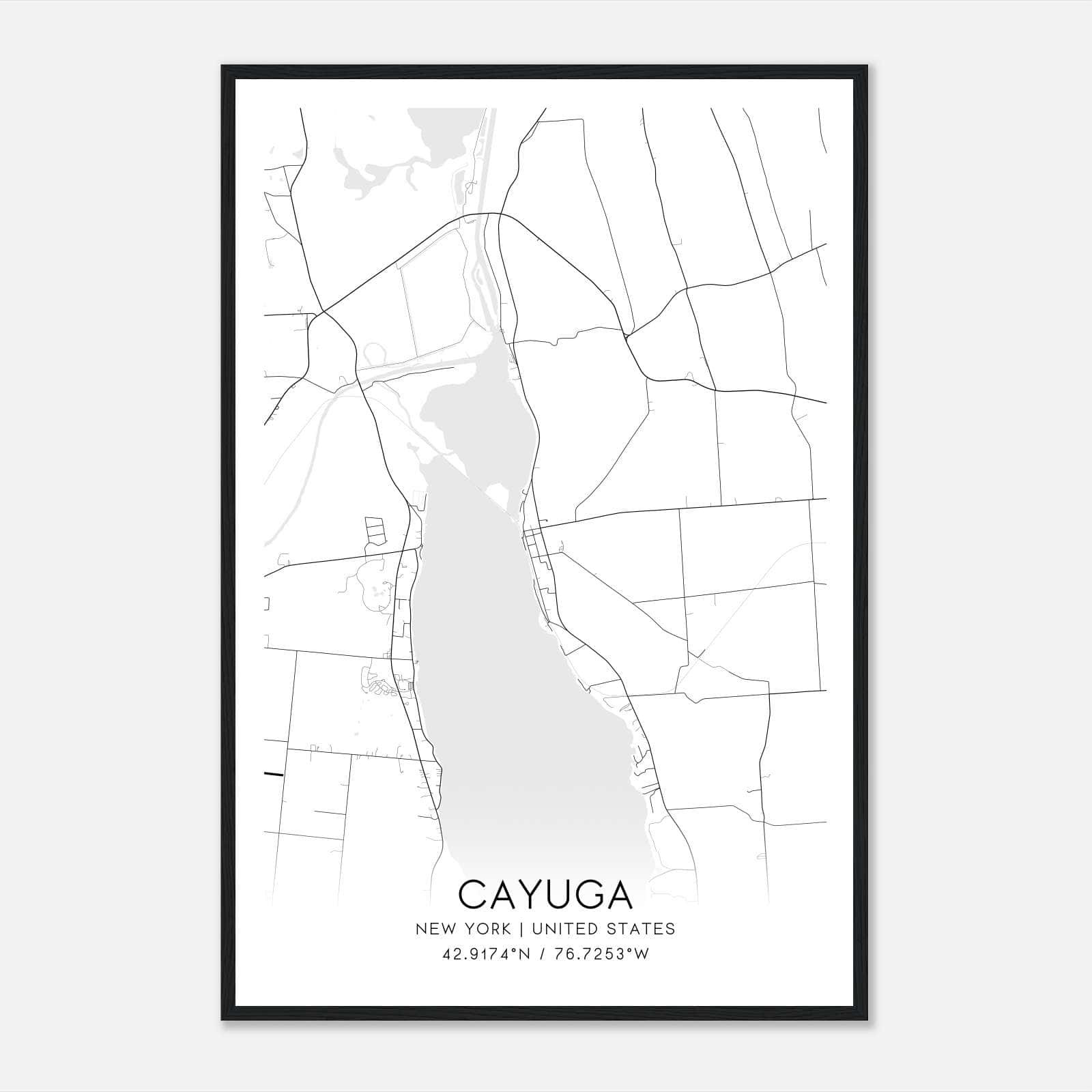 Cayuga New York Map Poster, Modern Home Decor Wall Art Print Cayuga New York Map Poster, Modern Home Decor Wall Art Print