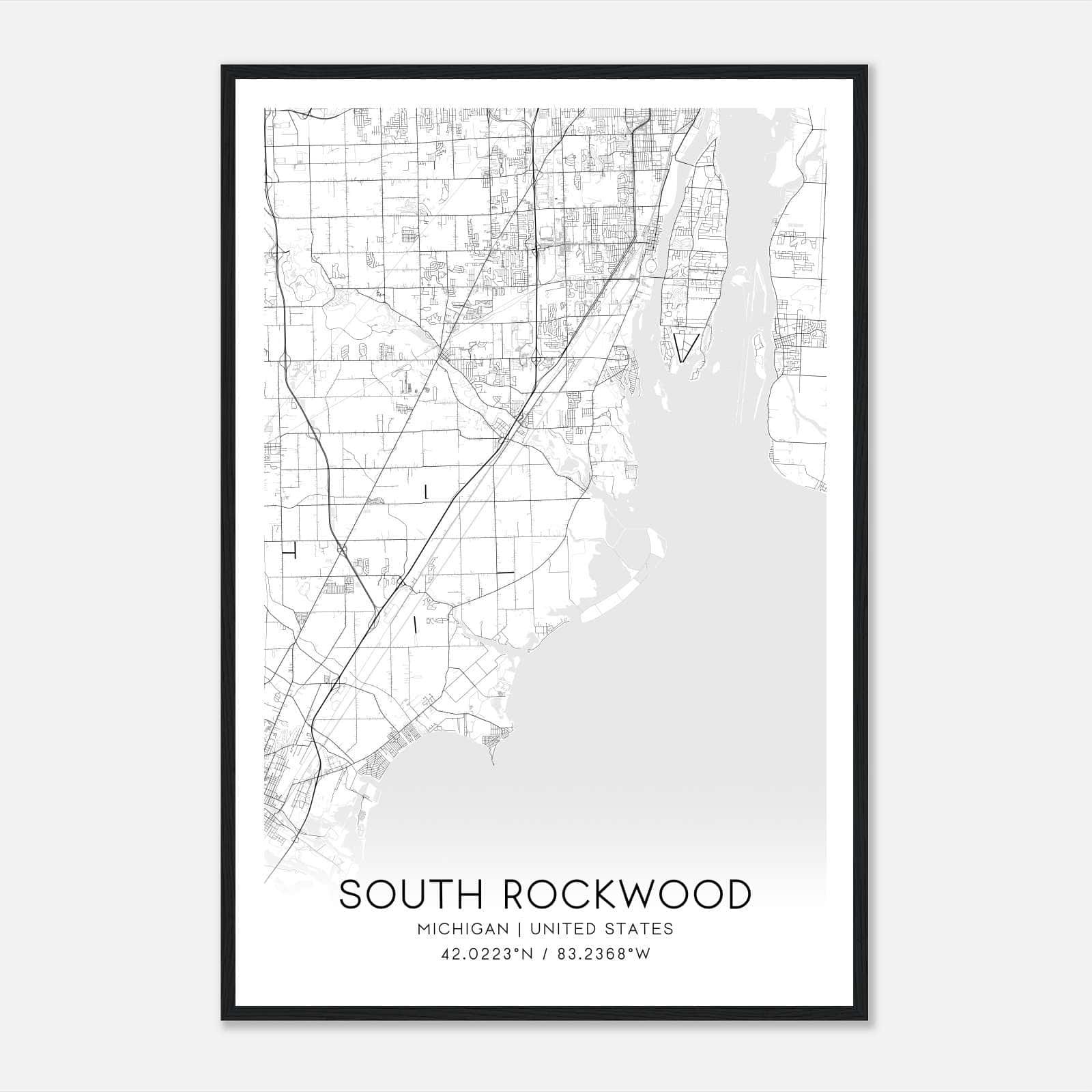 South Rockwood Michigan Map Poster, Modern Home Decor Wall Art Print South Rockwood Michigan Map Poster, Modern Home Decor Wall Art Print