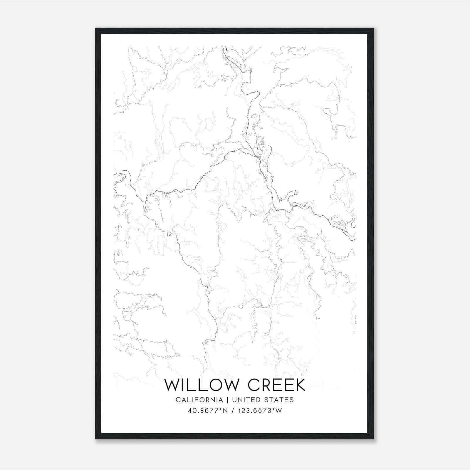 Willow Creek California Map Poster, Modern Home Decor Wall Art Print Willow Creek California Map Poster, Modern Home Decor Wall Art Print