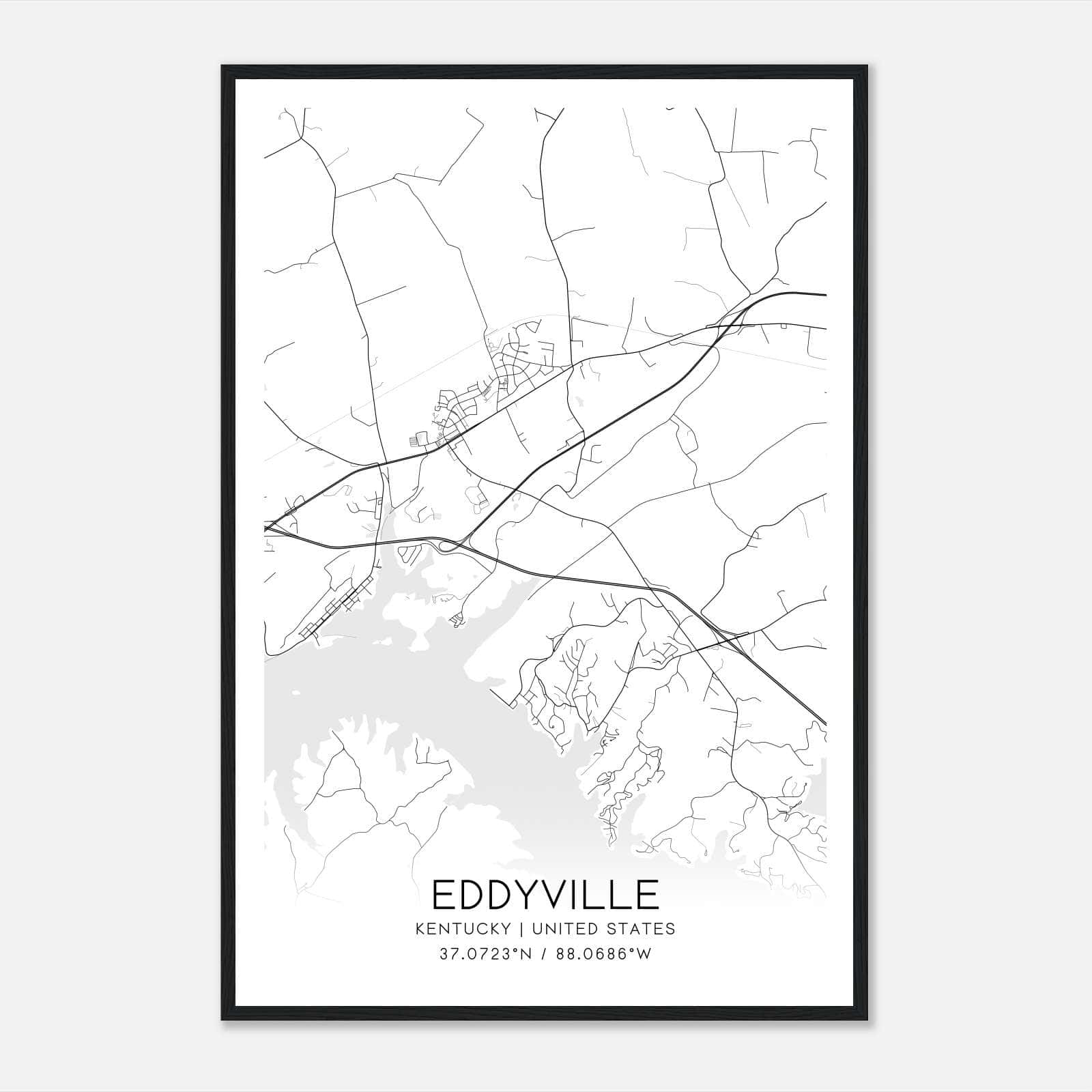 Eddyville Kentucky Map Poster, Modern Home Decor Wall Art Print Eddyville Kentucky Map Poster, Modern Home Decor Wall Art Print