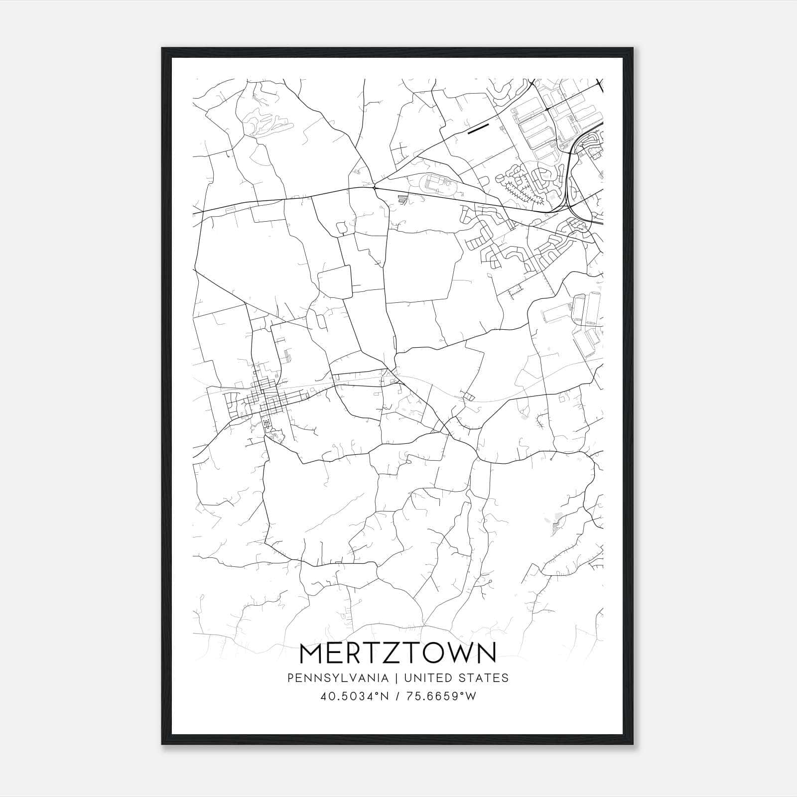 Mertztown Pennsylvania Map Poster, Modern Home Decor Wall Art Print Mertztown Pennsylvania Map Poster, Modern Home Decor Wall Art Print