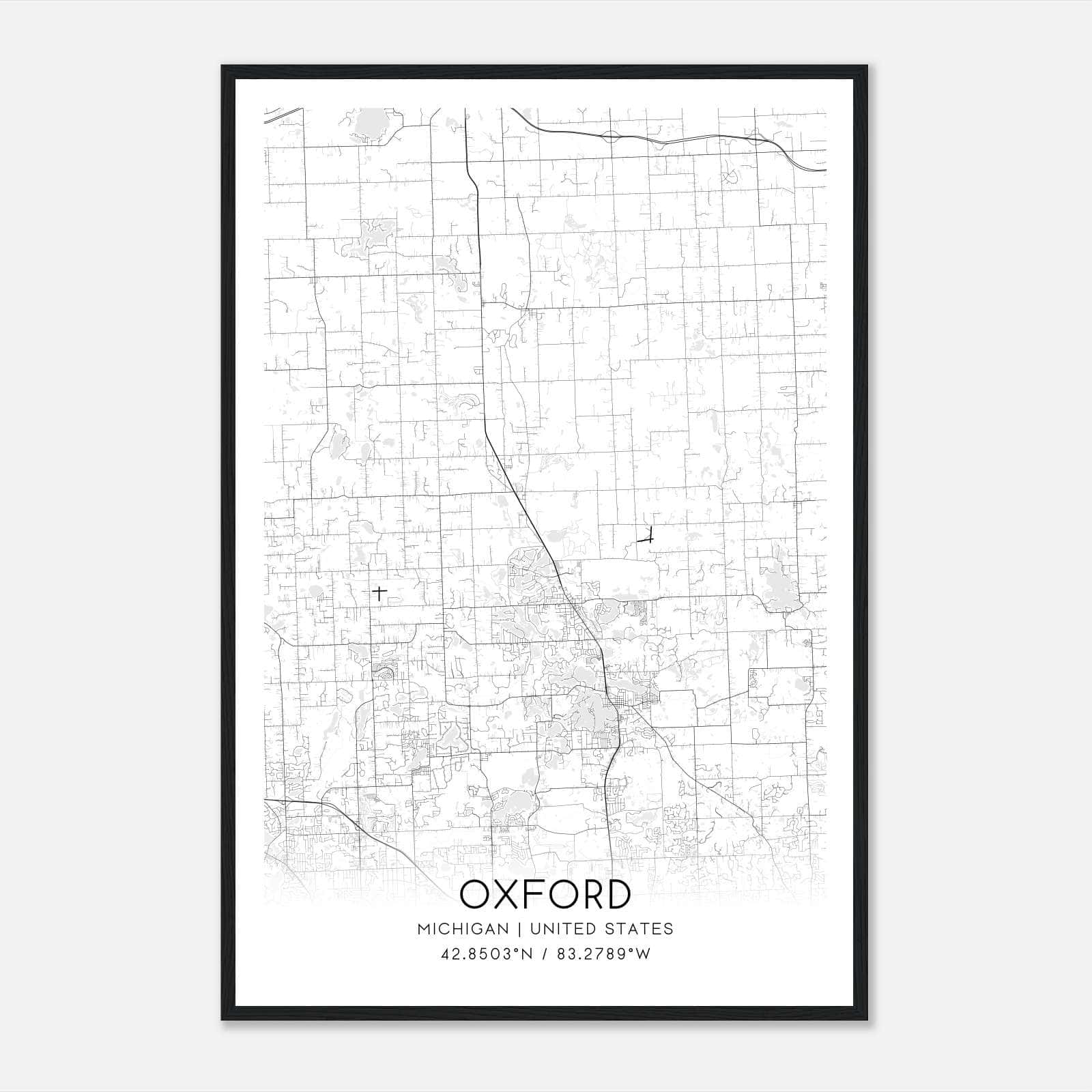 Oxford Michigan Map Poster, Modern Home Decor Wall Art Print Oxford Michigan Map Poster, Modern Home Decor Wall Art Print