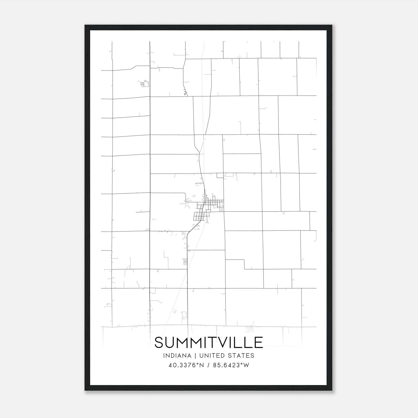 Summitville Indiana Map Poster, Modern Home Decor Wall Art Print Summitville Indiana Map Poster, Modern Home Decor Wall Art Print