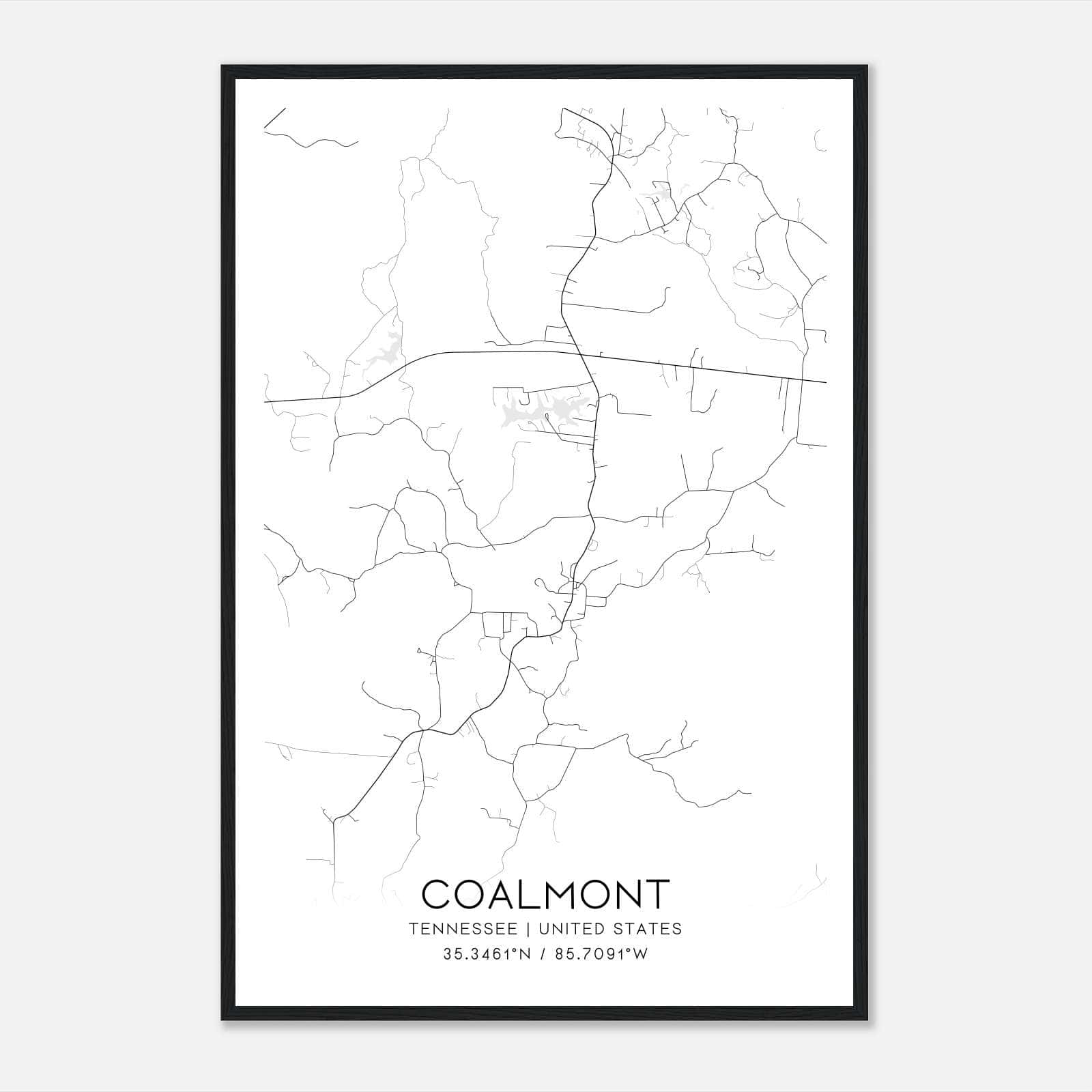 Coalmont Tennessee Map Poster, Modern Home Decor Wall Art Print Coalmont Tennessee Map Poster, Modern Home Decor Wall Art Print